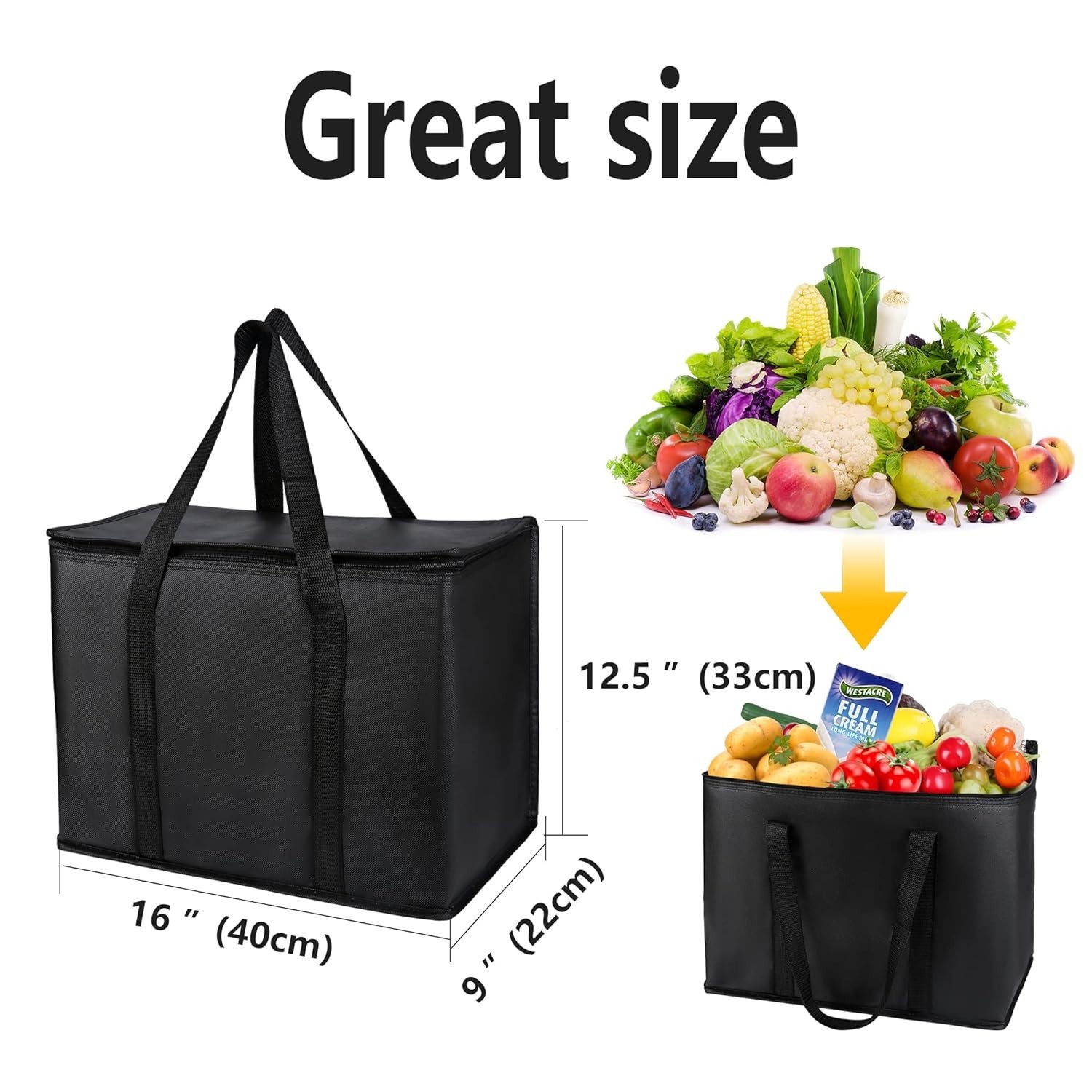 Eco-Friendly 2-Pack Insulated Grocery Tote Bags – Water Resistant & Lightweight