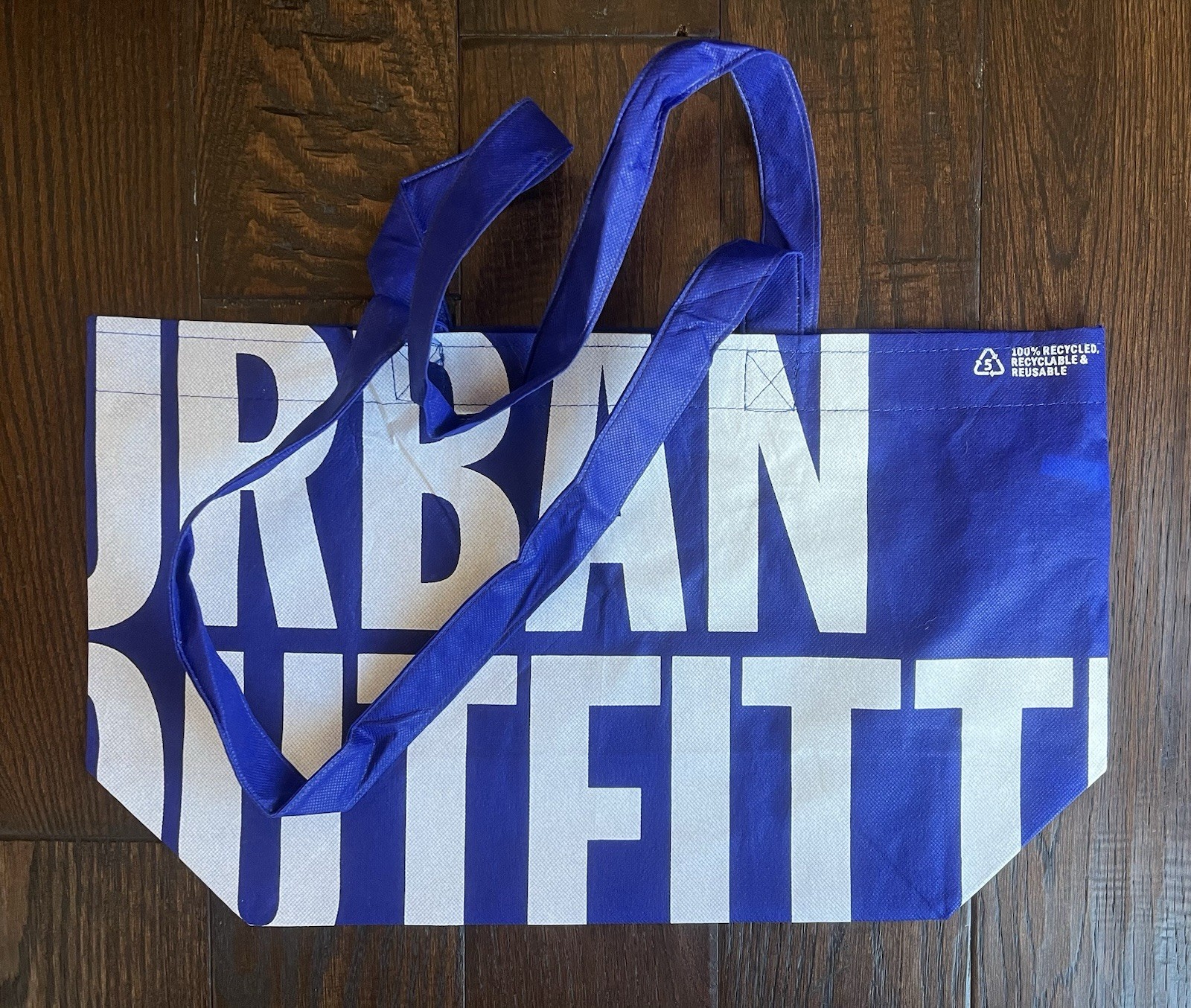 2 Urban Outfitters Blue Logo Graphic 100% Recycled Reusable Tote Bag Large