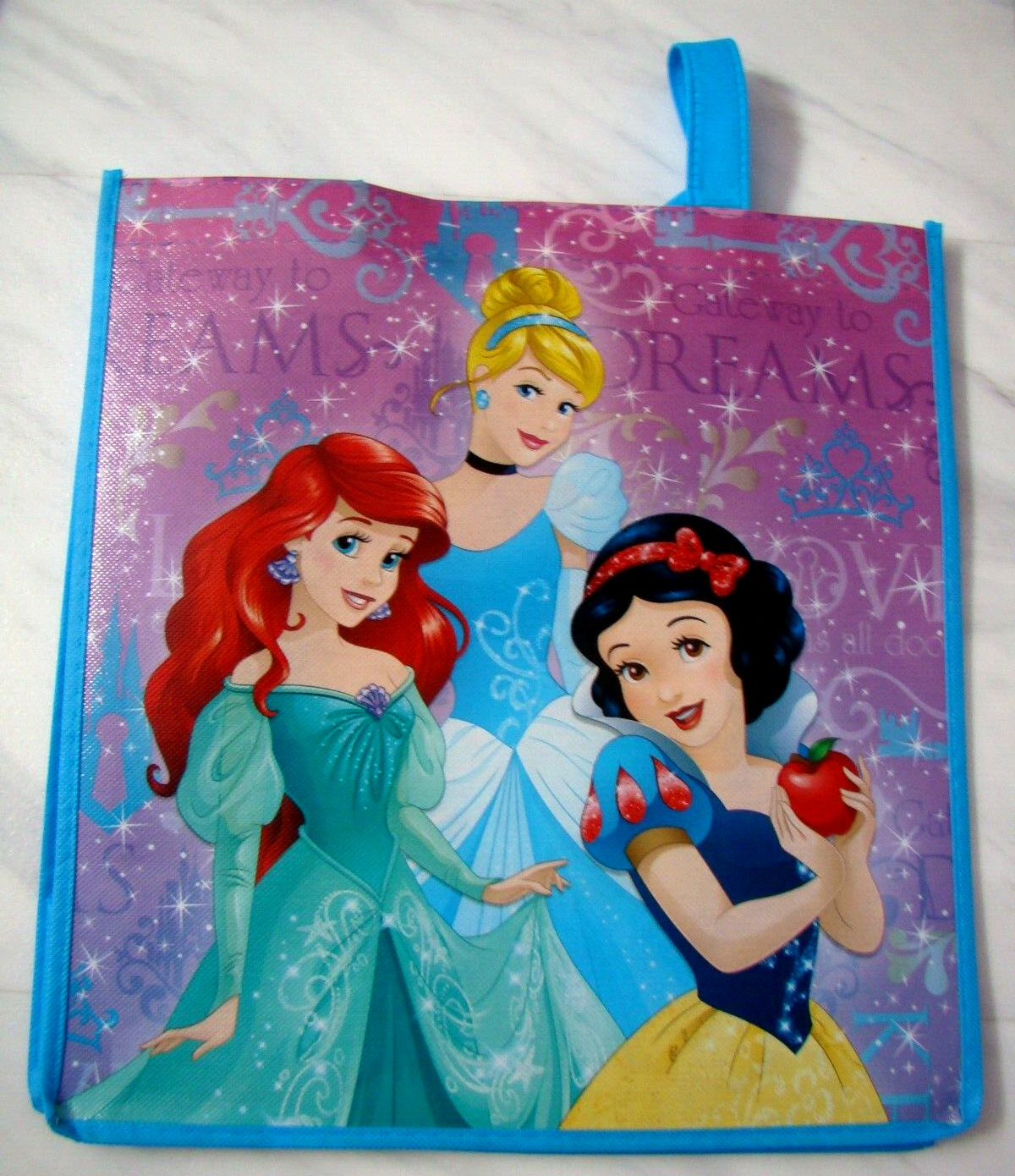 New Disney Princesses Blue Reusable Shopping Grocery Gift Bag Recycled Material