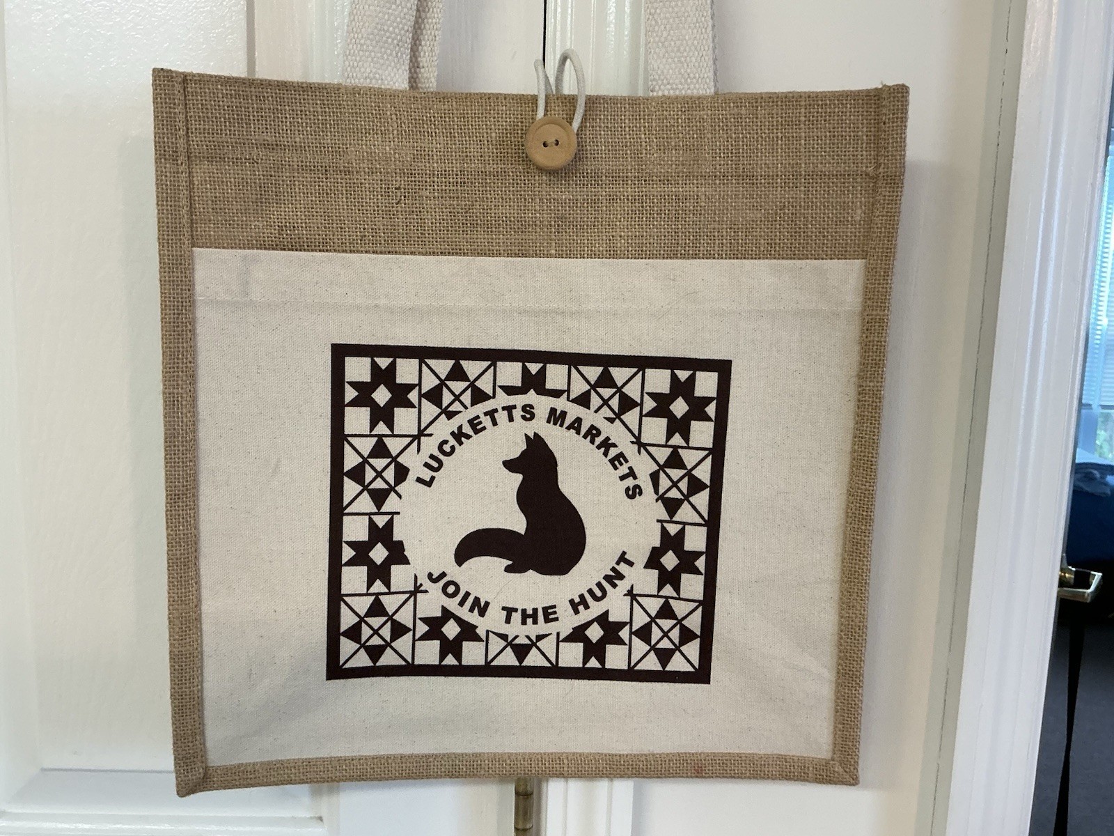 Lucketts Markets Burlap/Jute Farmer’s Market Tote/Shopping Bag