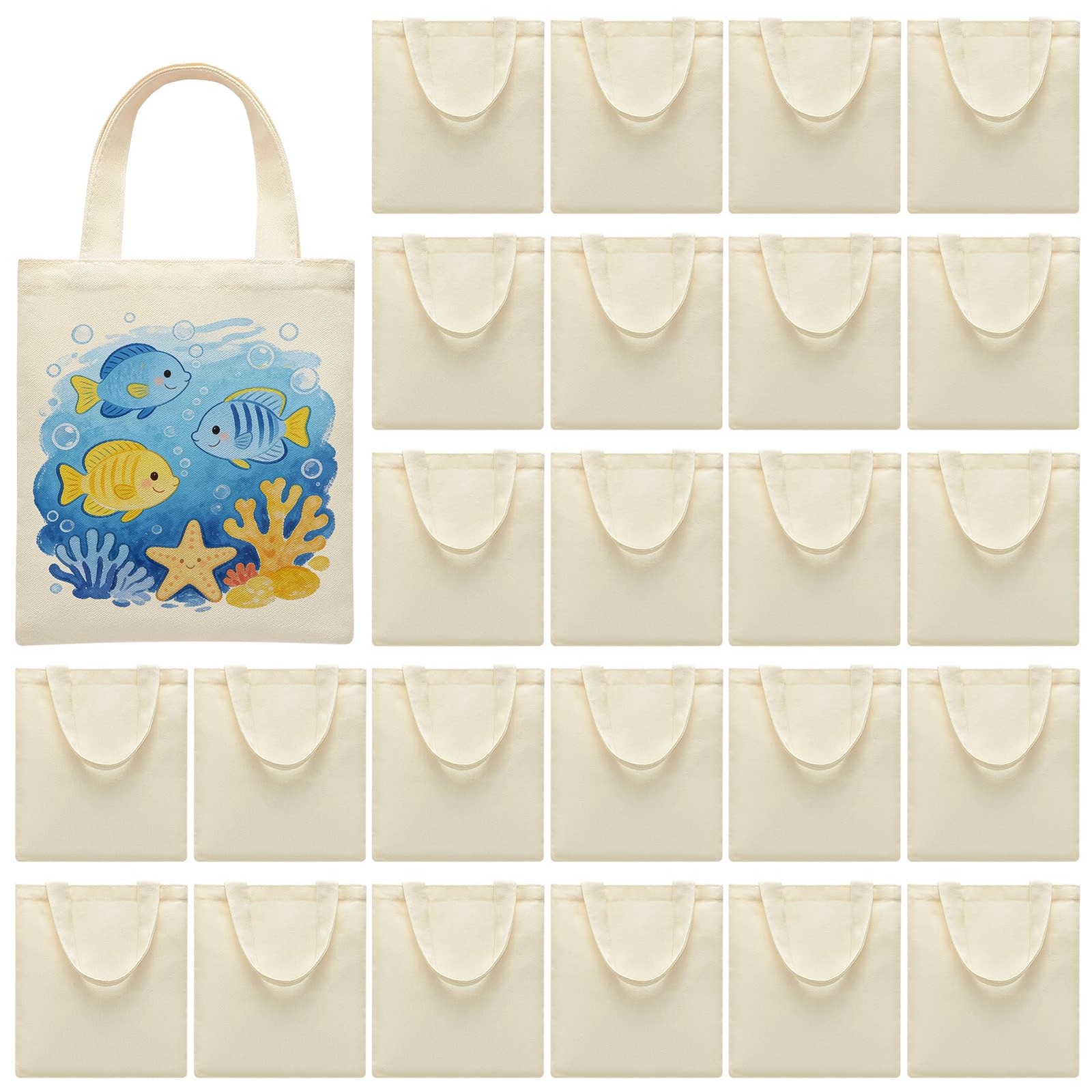 TAOZIM Sublimation Mini Tote Bags, 24Pcs Blank Canvas Tote Bags Bulk 9 x 8 Inch