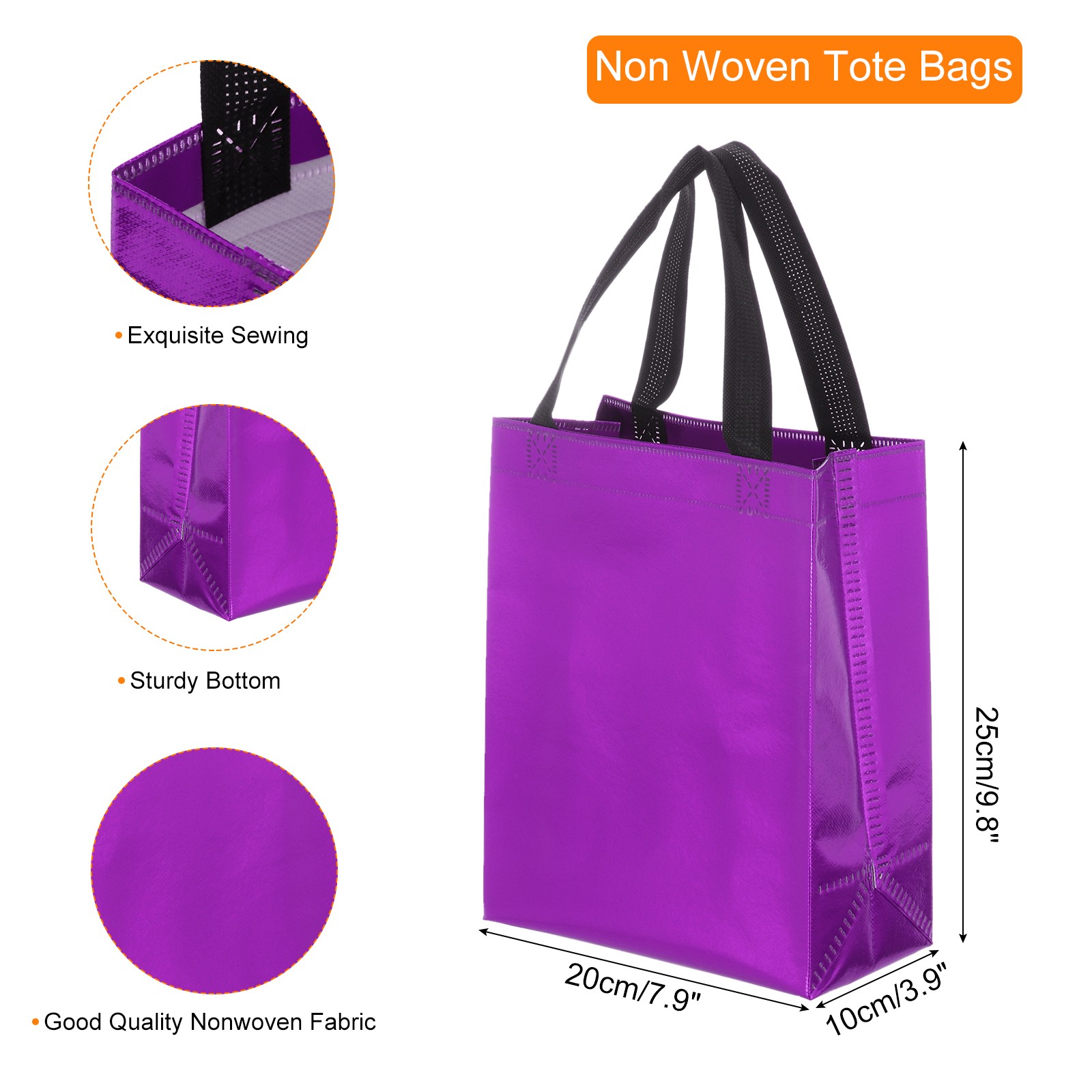 12Pcs Reusable Gift Bags with Handles 7.9 x 9.8 Inch Purple
