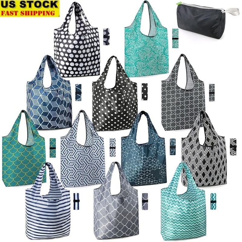 Reusable Grocery Bags Heavy Duty Foldable Eco-Friendly Washable Durable Patterns