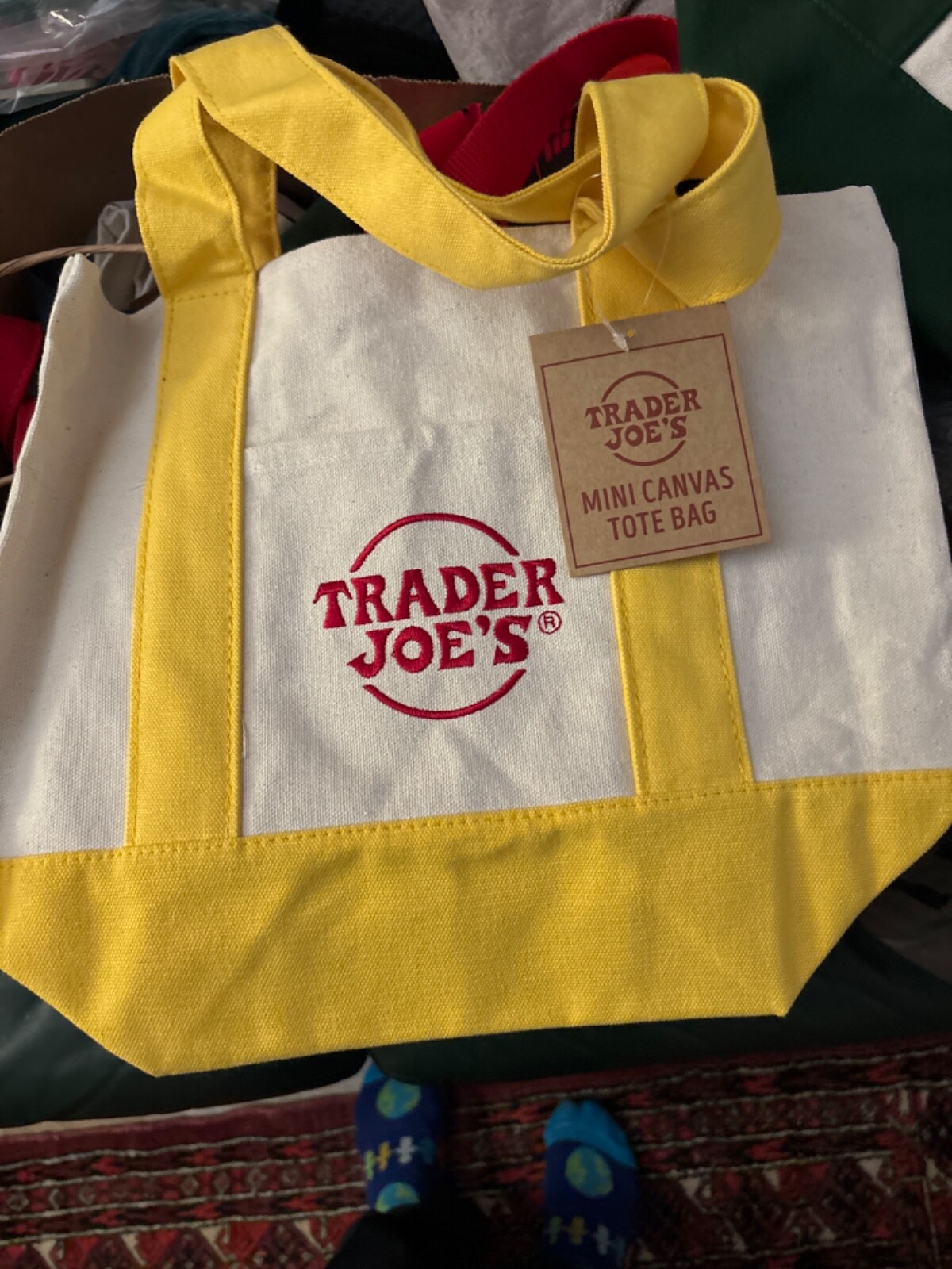TRADER JOE’S MINI CANVAS TOTE BAG RED NWT SOLD OUT IN STORE FREE SHIP 🎁