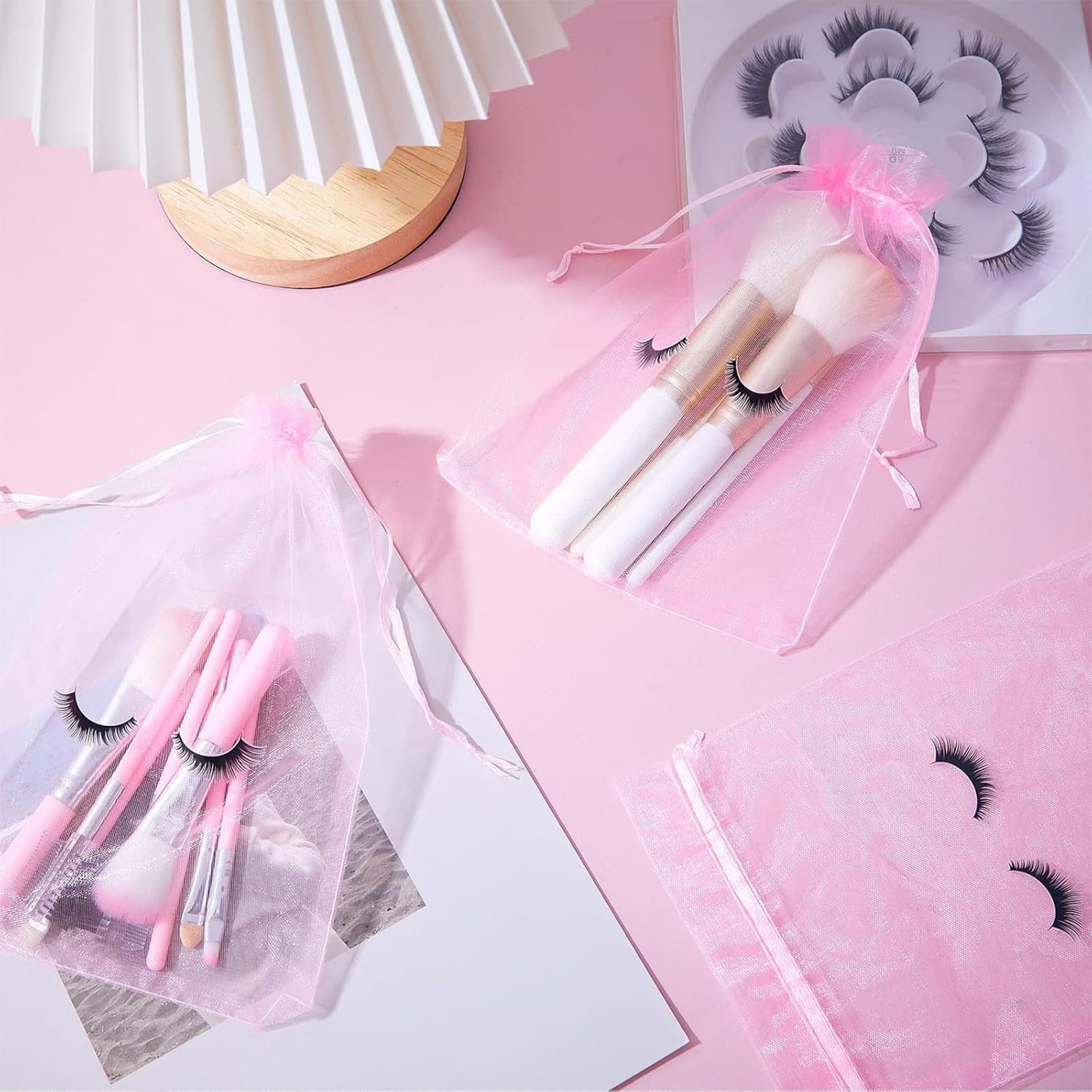 Reginary 100 Pcs Eyelash Aftercare Bags Eye Lash 8 x 6 Inch, Pink Plus Black