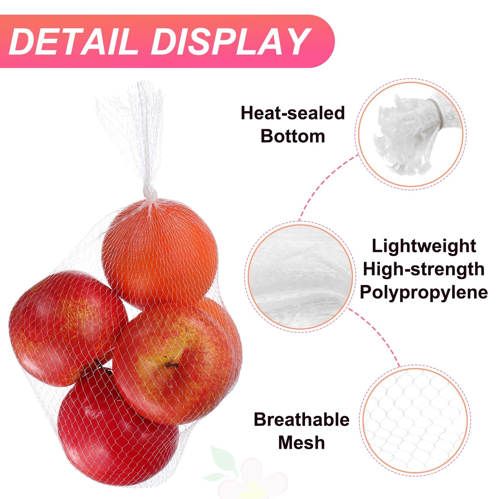 100Pcs Reusable Mesh Produce Bags 13.8 Inches Egg Hatching Bags White