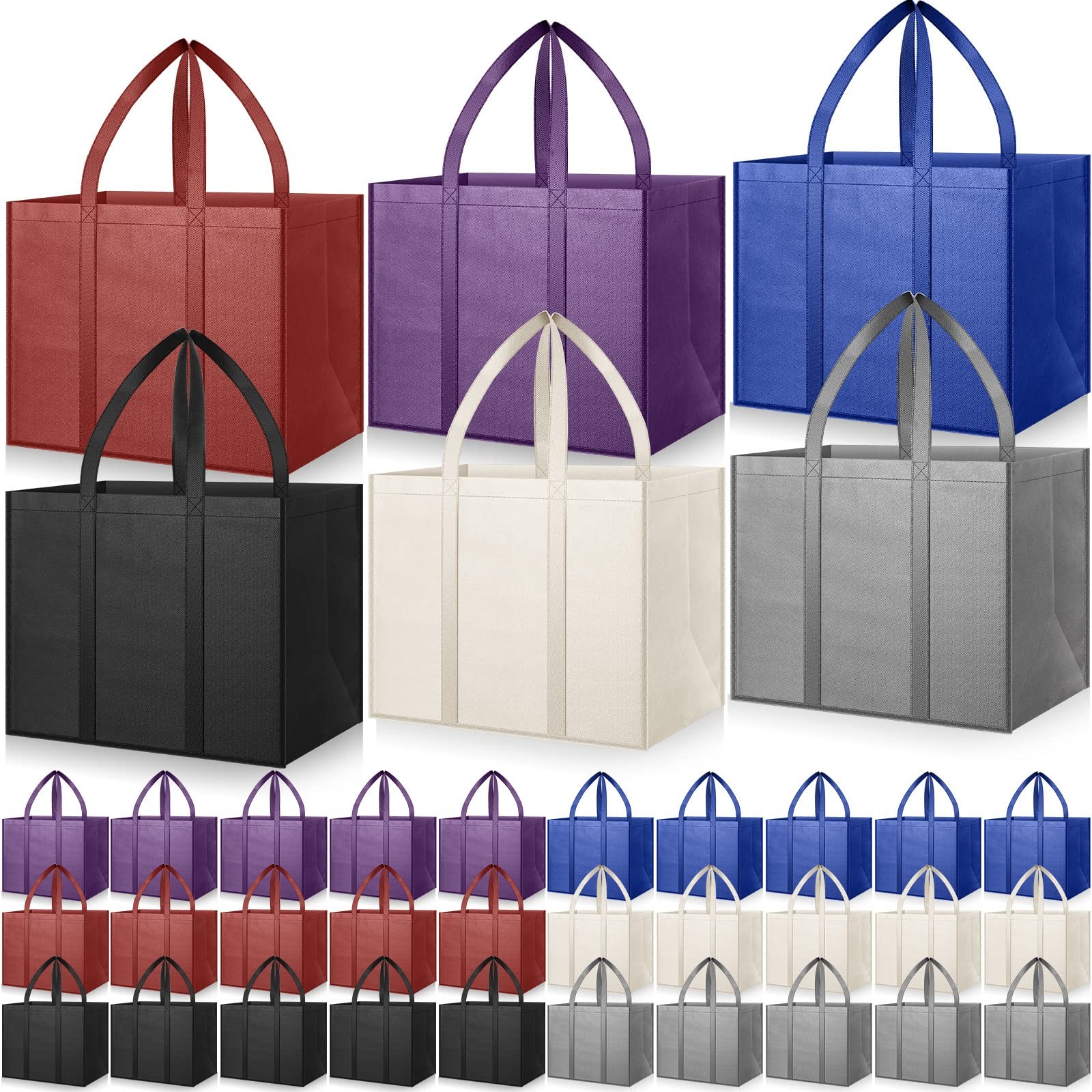 Hillban 30 Pack Reusable Grocery Bags Bulk Heavy Duty Large Shopping Bags Was…