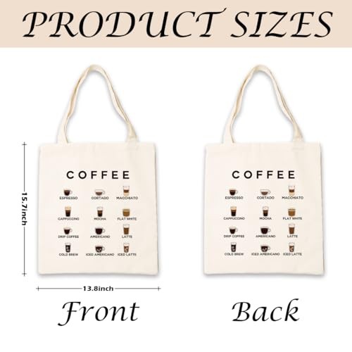 Canvas Tote Bag Aesthetic for Women,Reusable Canvas Cute Shoulder Bag Coffee