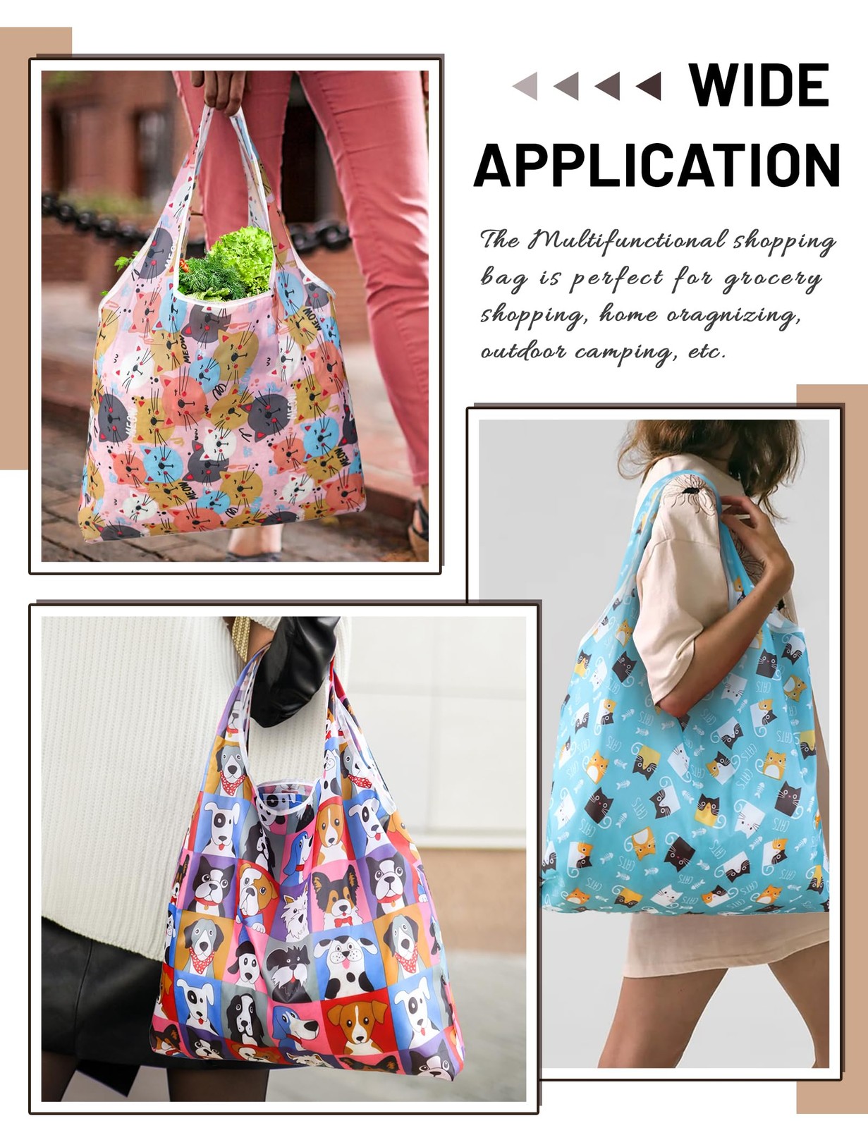 4 Pcs Reusable Grocery Bags, Foldable Shopping Bags Heavy Duty, Large Nano Ba…