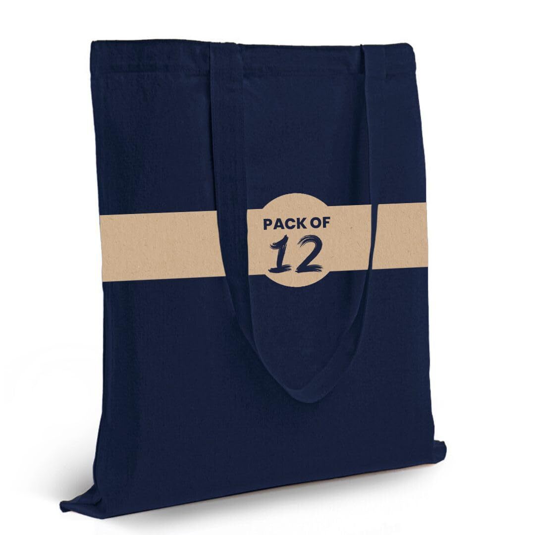 Pack Of 6 100% Cotton Reusable Bulk Grocery Tote Bag Suitable for Shopping DI…