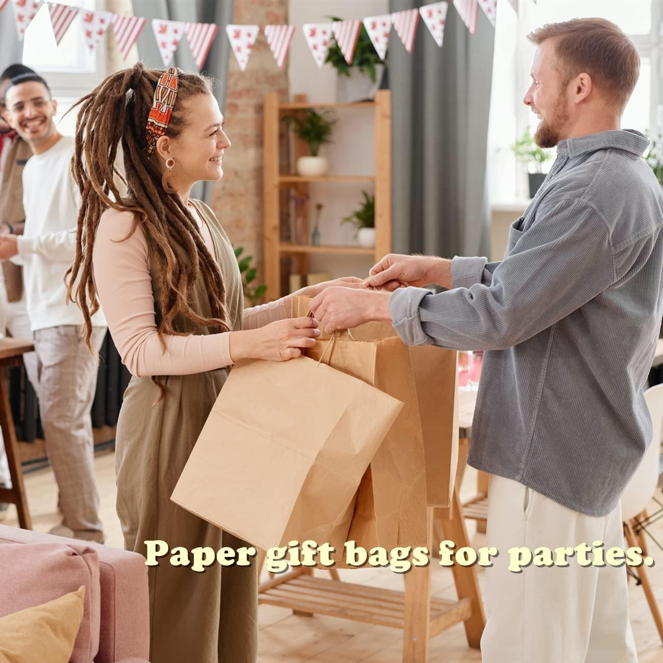 Kraft Paper Bagsr 50Pcs 14x10x15.75 Ultra Wide Large Paper Bags with Handles