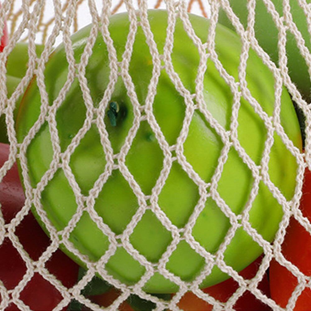 Woven Cotton Mesh Bag Foldable String Long Handle Net Tote Fruit Vegetable New