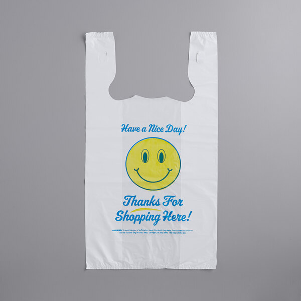 SMILEY Face T-Shirt Plastic Shopping Bag 2 sizes 1/6 & 1/8