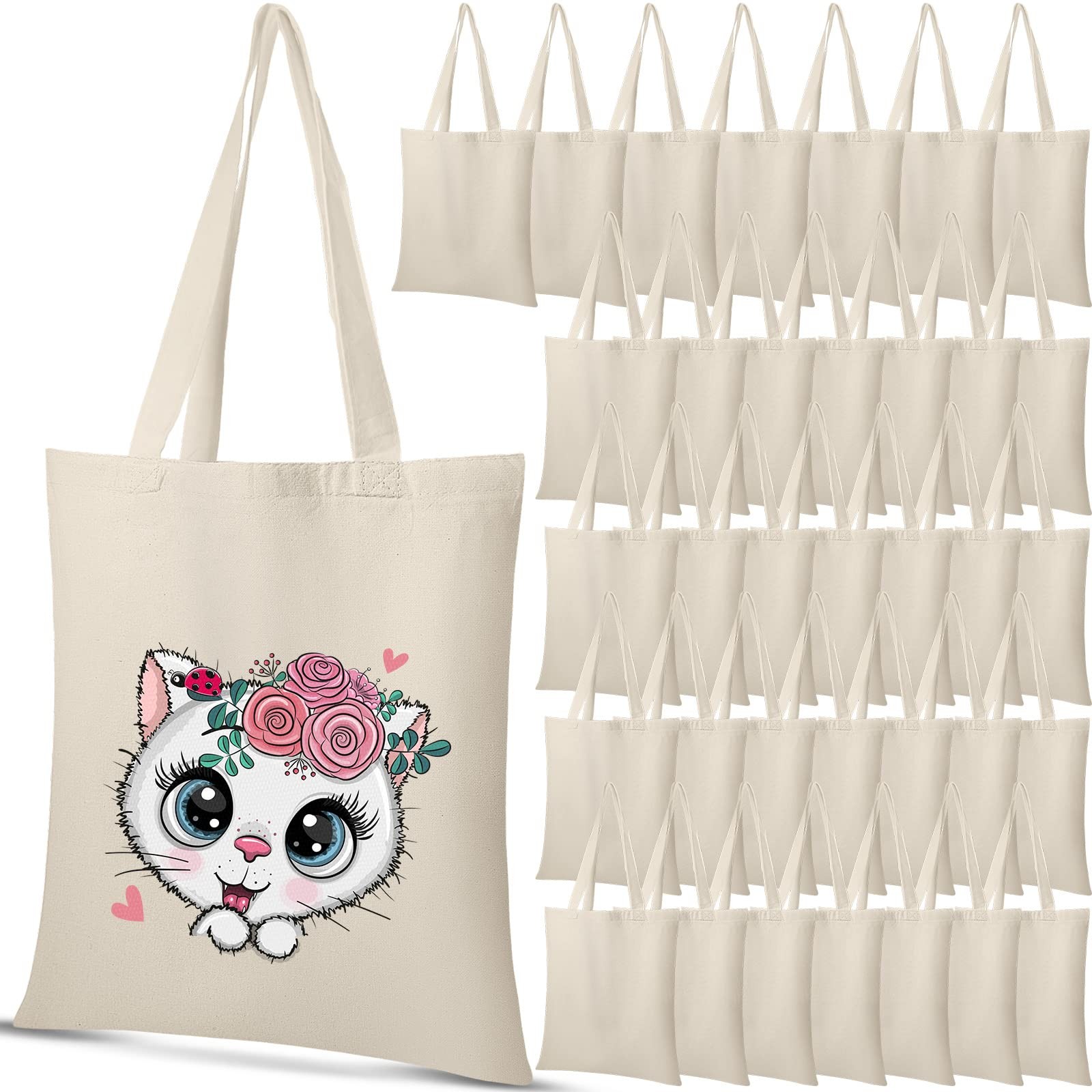 Reginary 36 Pack 13 x 15 Inch Cotton Canvas Tote Bags Bulk with Handles Recycled