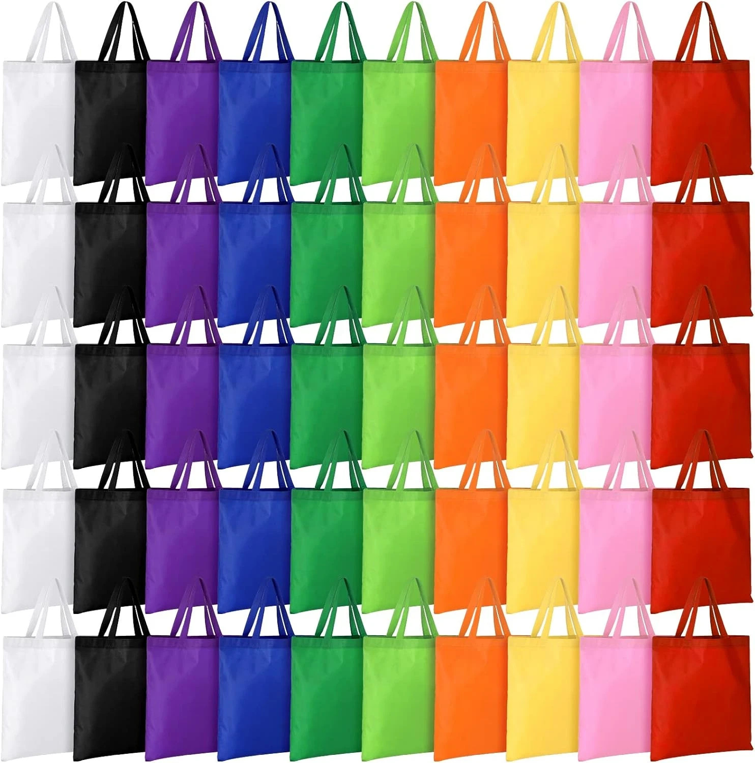 100 Reusable Canvas Tote Bags 15”x16” with Handles – Bulk Pack
