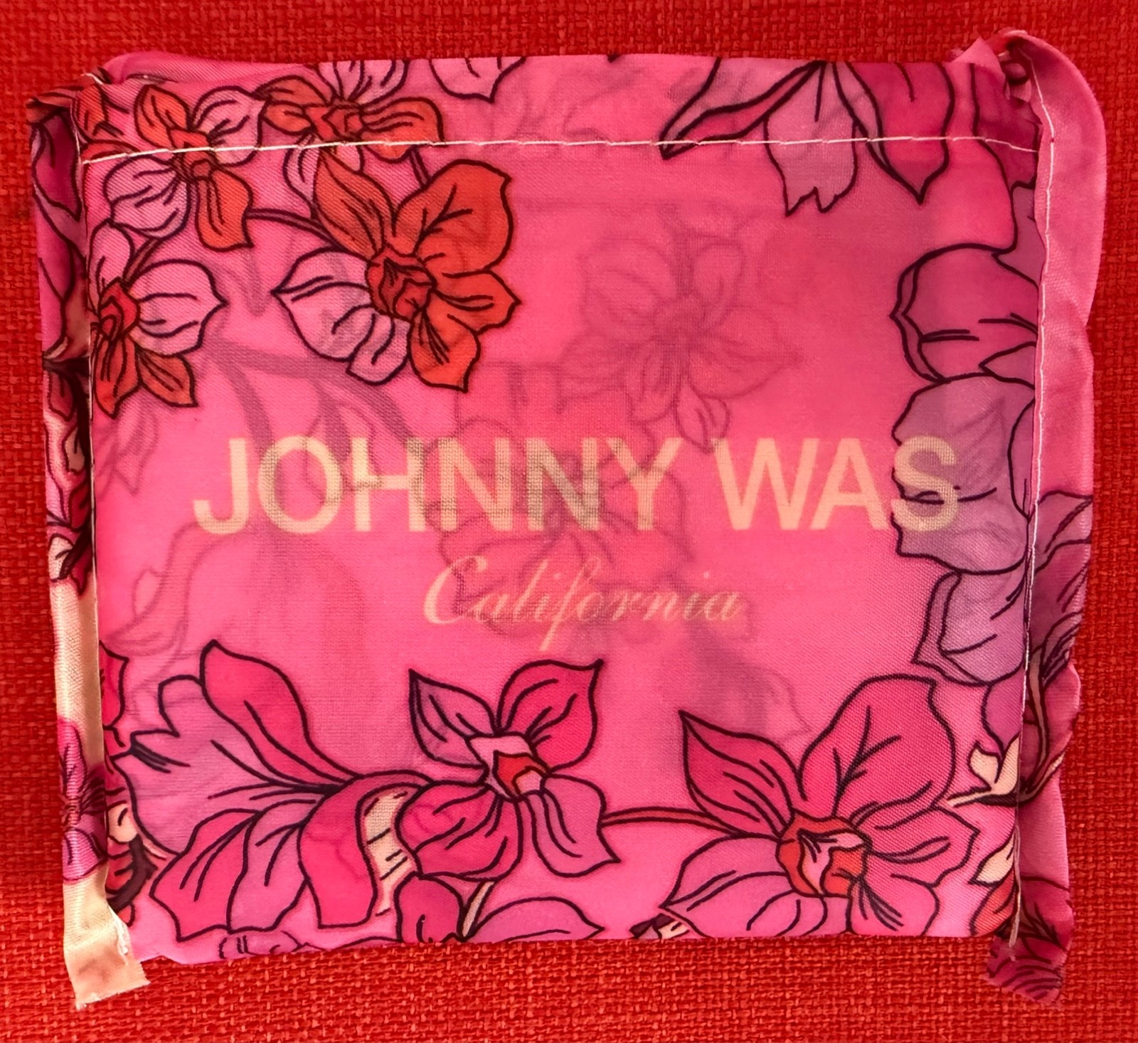 NEW JOHNNY WAS NYLON REUSABLE SHOPPING TOTE BAG LIGHTWEIGHT, PINK