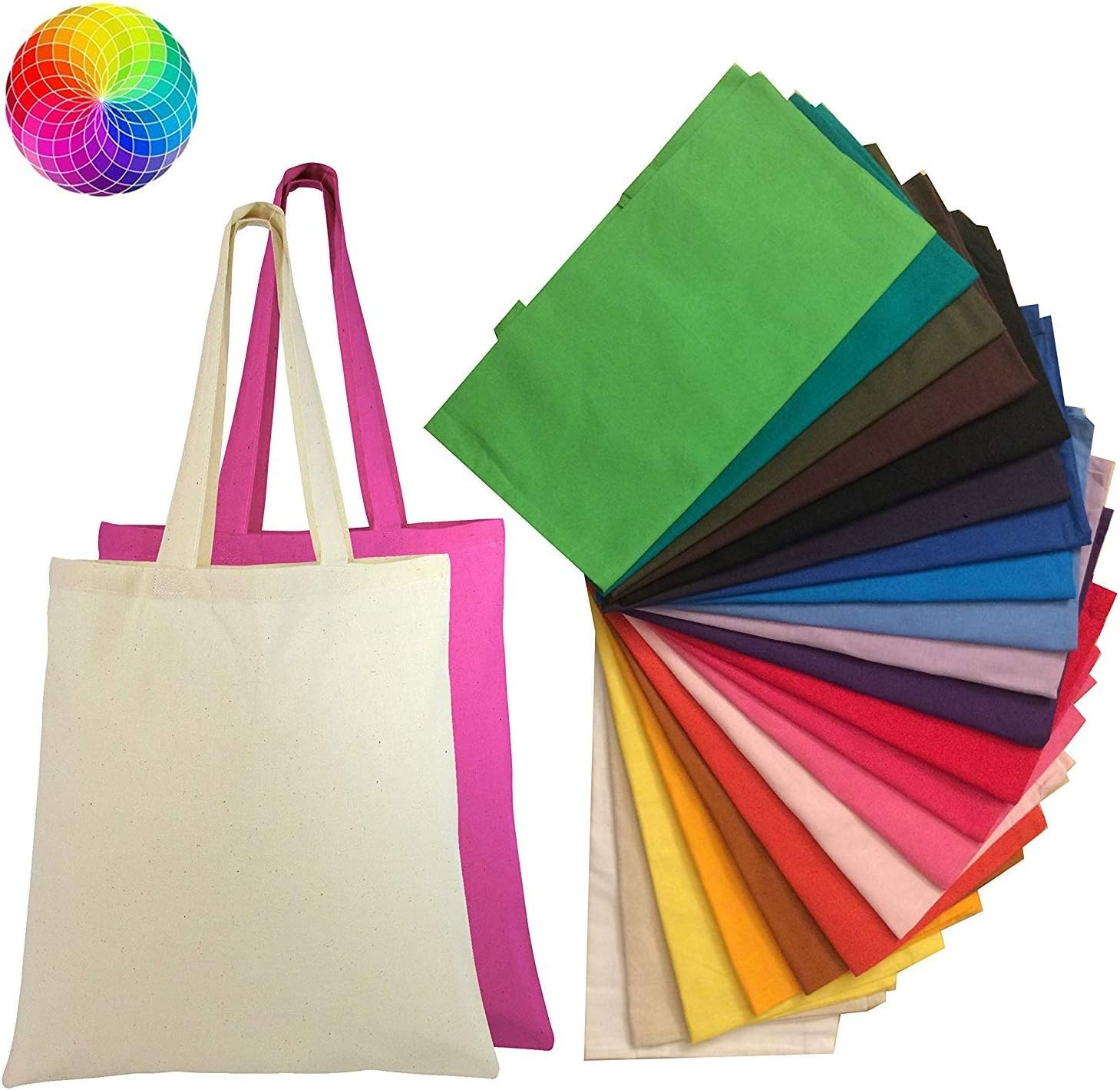 Set of 12 Wholesale Cotton Tote Bags 100% Cotton Reusable Tote Bags 1 Dozen