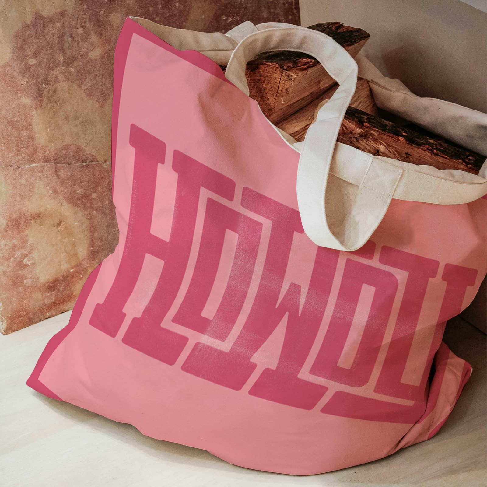 Pink Western Howdy Canvas Tote Bag,Western Shoulder Bag Gifts for Girls Cowgi…
