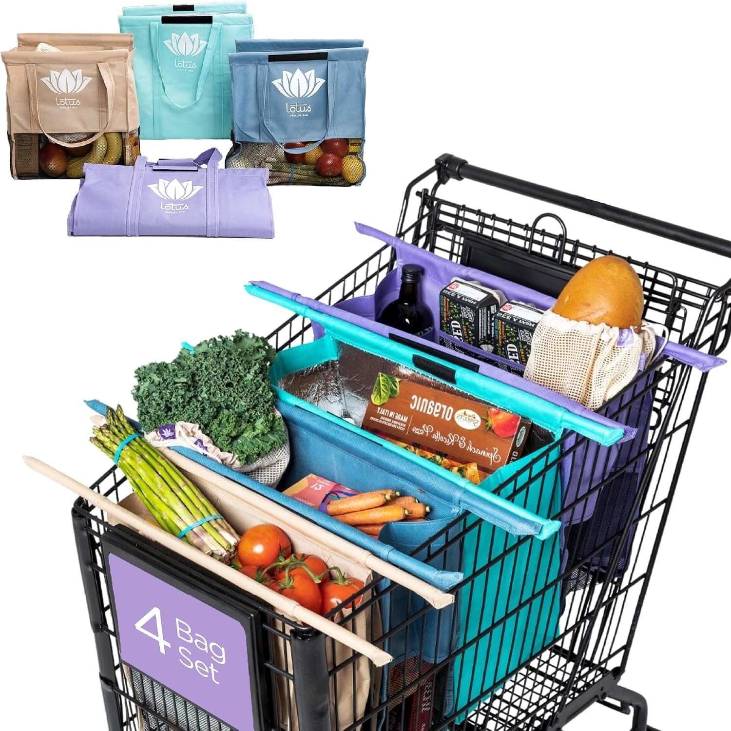 Lotus Trolley Bags Set – Purple, Turquoise, Blue, Brown