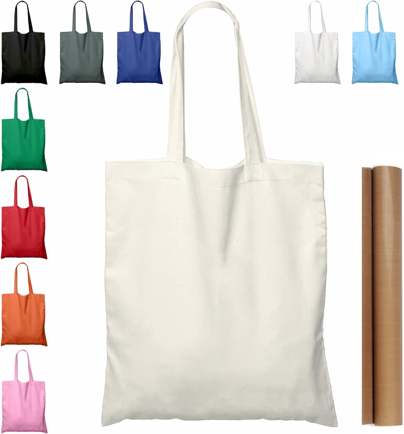 5 12 15 25 50 Pack 15” X 16” Natural Cotton Tote Bags Lightweight Blank Bulk