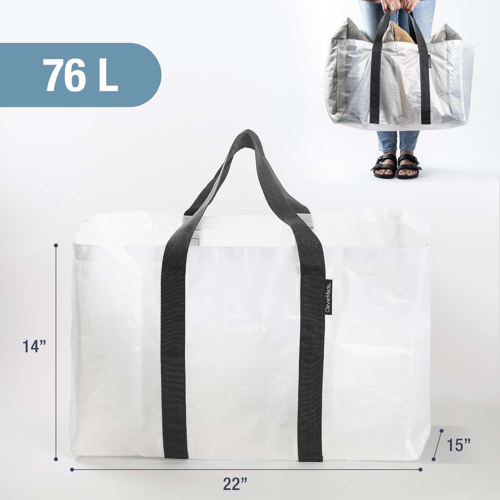 Transparent Reusable Grocery Tote Collapsible Storage Shopping Organizer