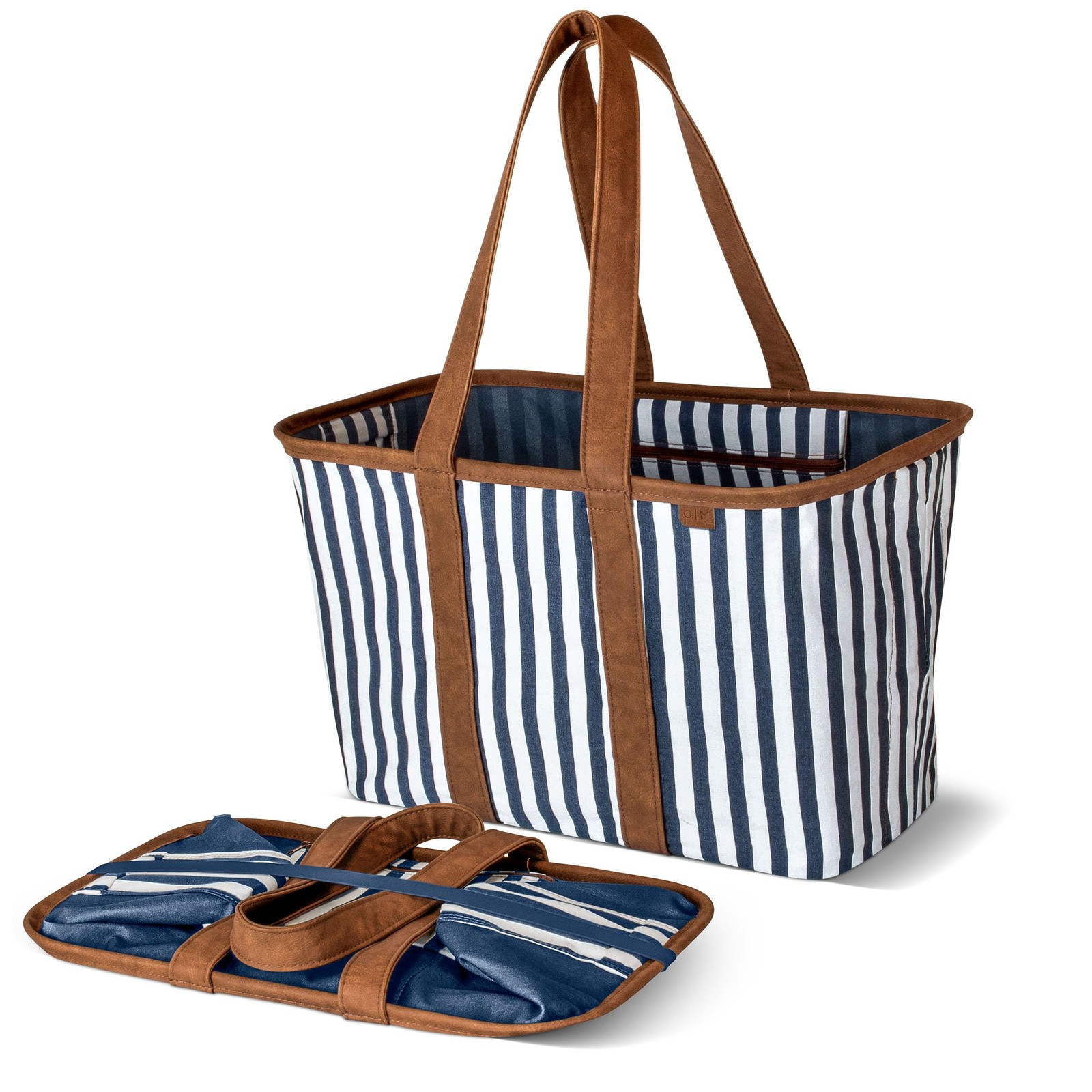 Collapsible LUXE Tote, 30L Foldable Grocery Shopping Bag with Structured Fram…