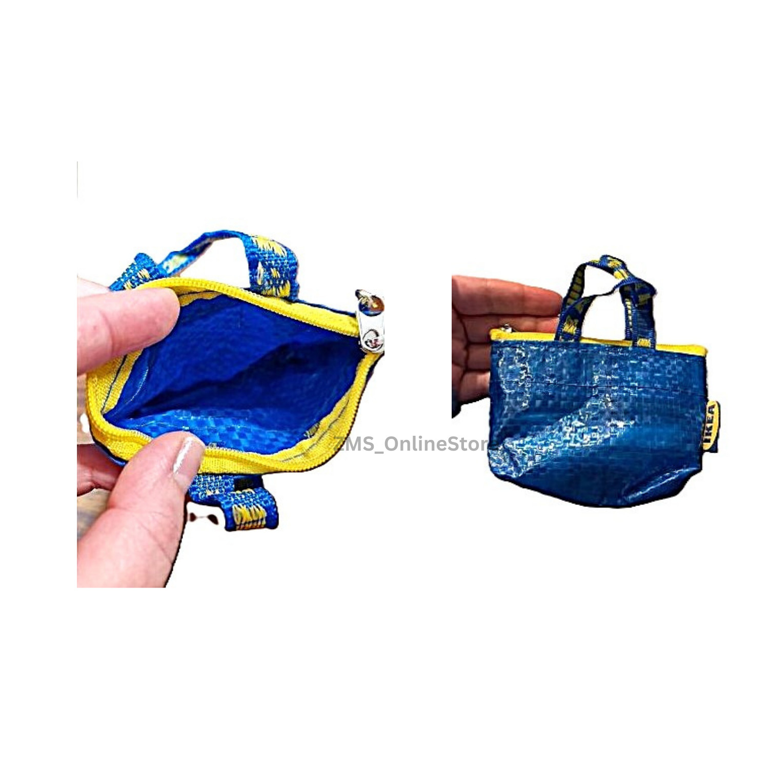 IKEA Knolig Mini Small Coin Purse Bag Zipper Keychain Blue 9x3x7cm 2 Pcs