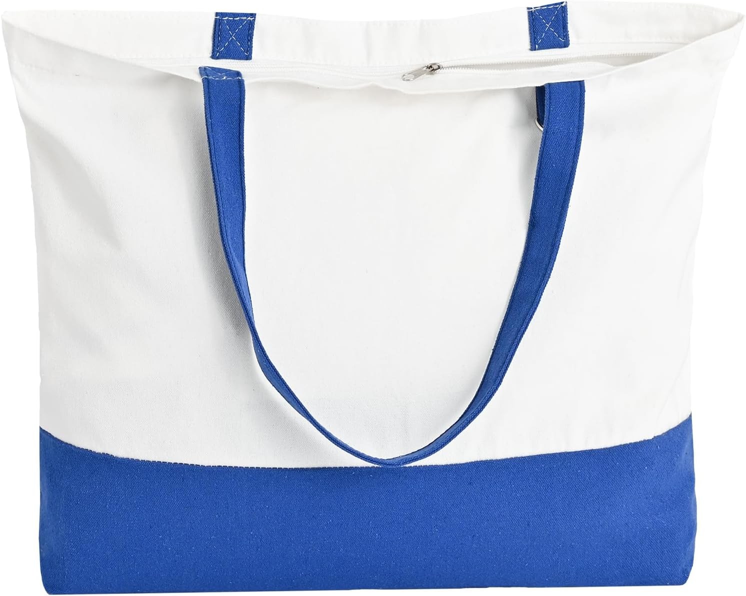 1 Pack Canvas Tote Bag with Zipper, Blank Reusable Grocery Bags, Widened Washabl