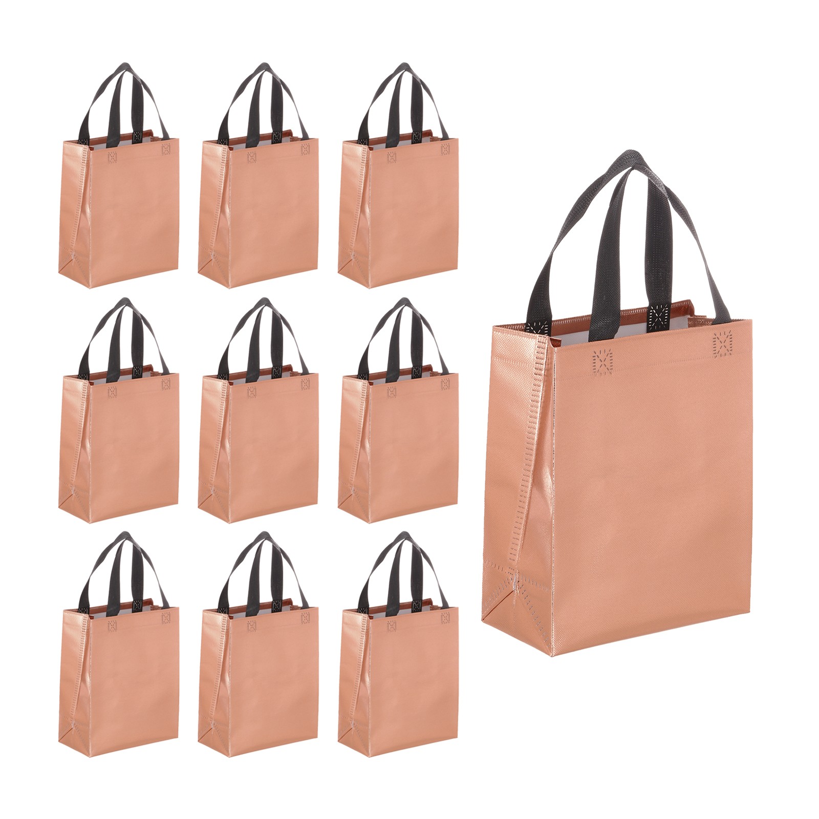 12Pcs Reusable Gift Bags with Handles 7.9 x 9.8 Inch Rose Gold