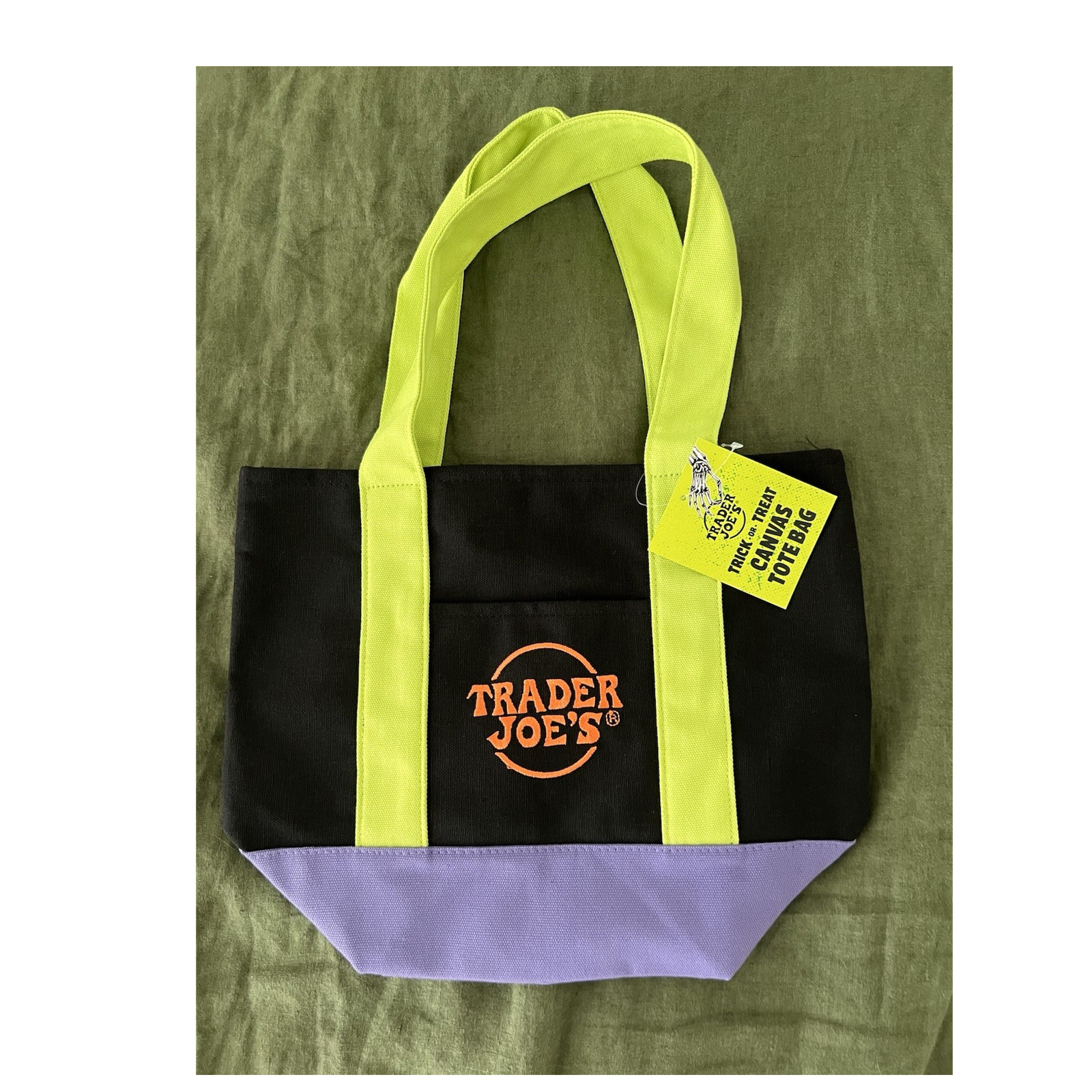 Trader Joe’s Canvas Tote Bag Multicolor Foldable 13x6x11 in New