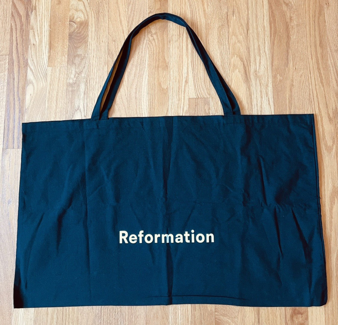 Reformation Black Canvas Tote Bag Extra Large Cotton Reusable Shopping Bag