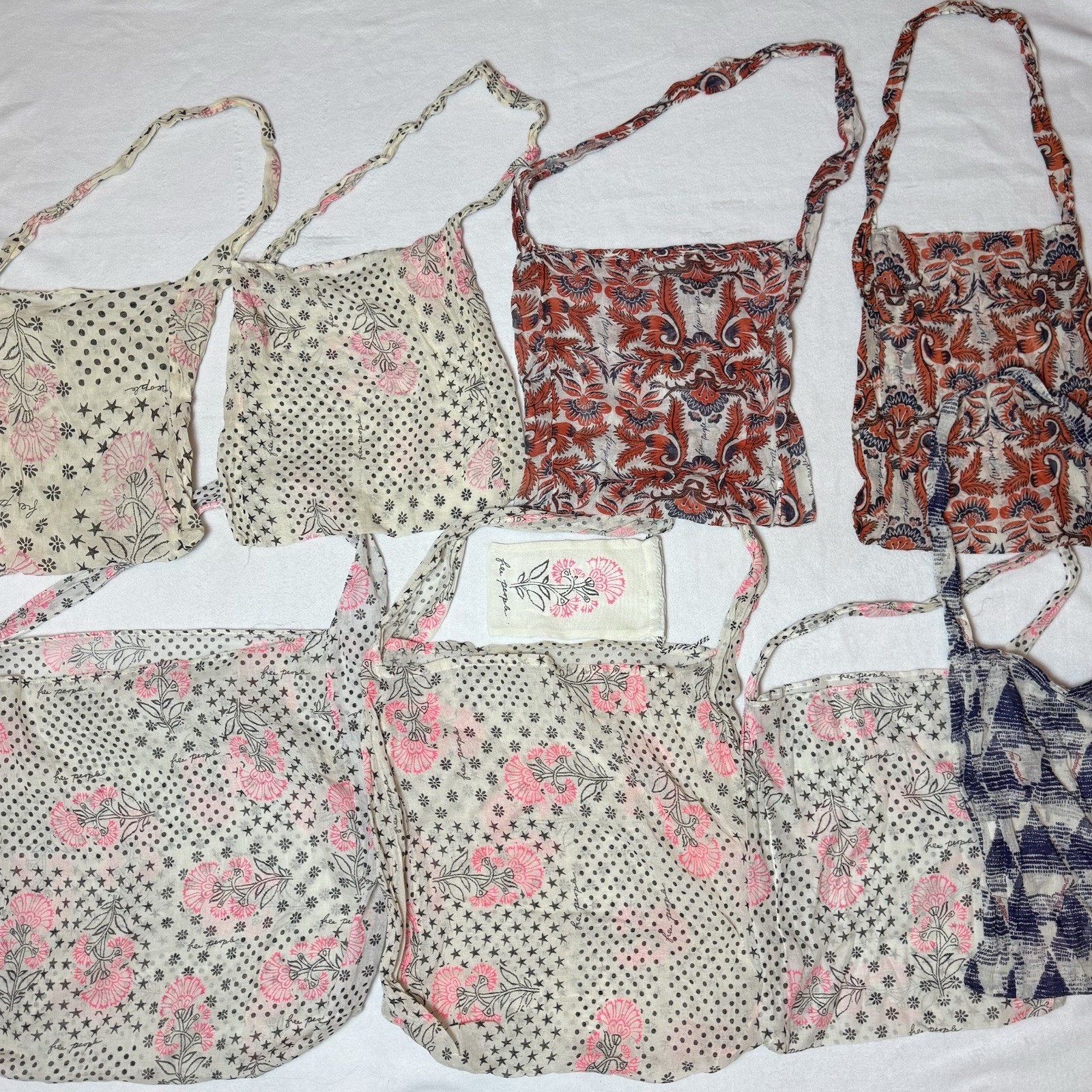 Free People FP Movement Reusable Tote Bags Lightweight Shopping Bag Lot Of 9