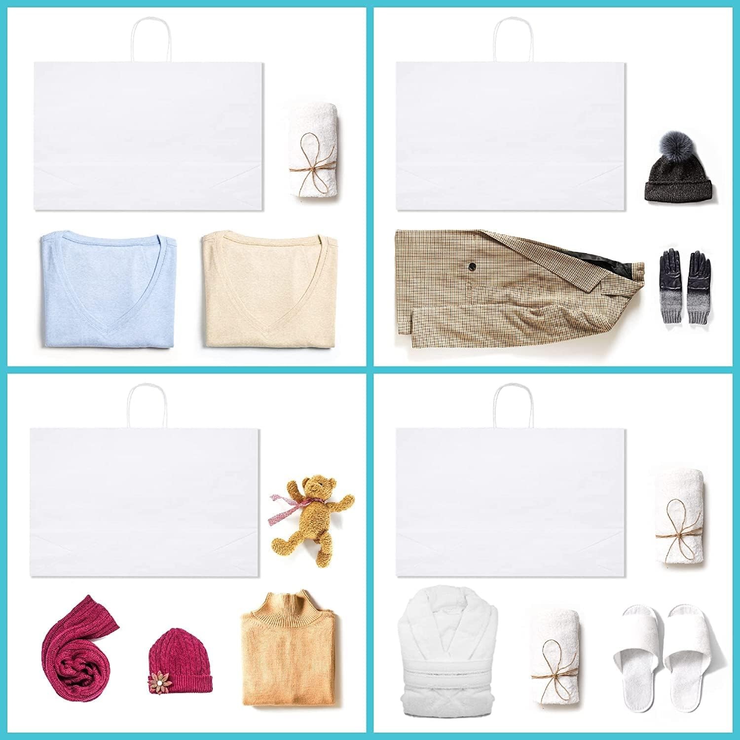 16x6x12 100Pcs White Bags with Handles,Paper Bags?White Large Paper Bag with