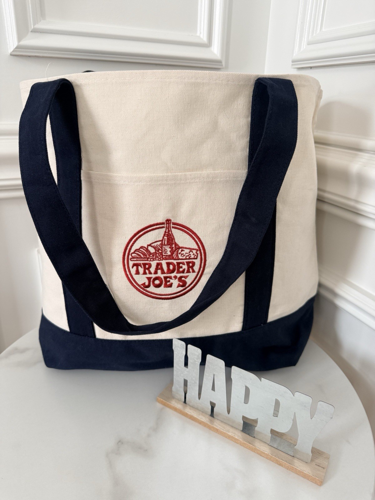 💙 Trader Joe’s Canvas Tote Bag – LARGE CLASSIC NAVY BLUE – NEW 2026 Edition