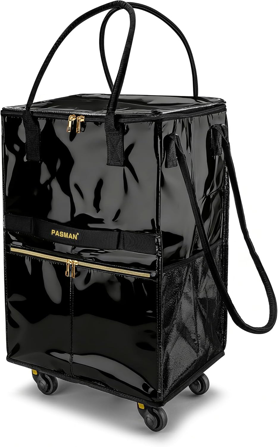 Reusable Grocery Bag on 5 Wheels, Foldable Rolling Tote Bag with Handle and Zipp