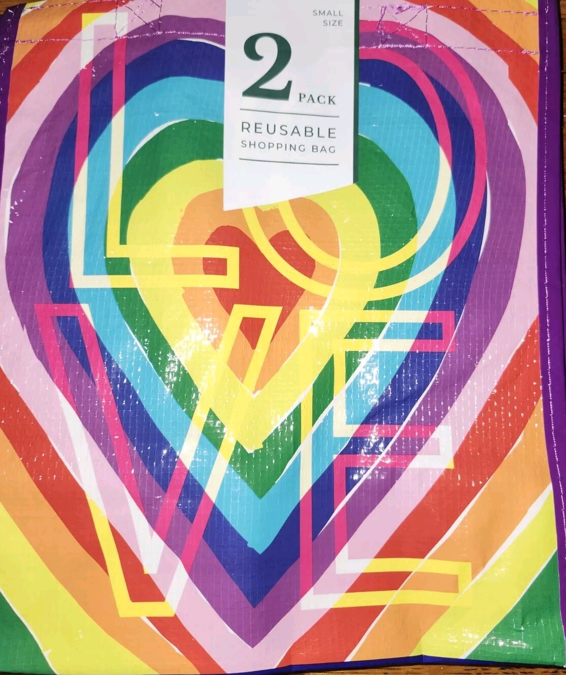 Reusable Shopping Gift Bags Rainbow Love Heart 6 Bags Marshalls
