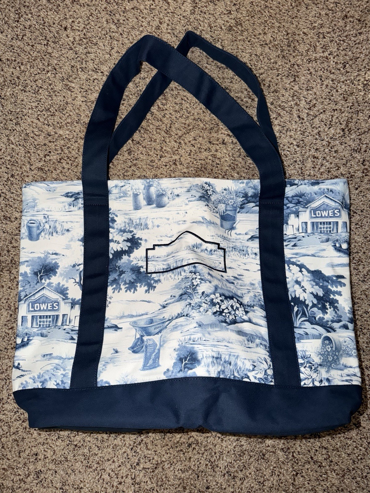 Lowe’s Scenic Tote Bag Blue/White 20x20x14 in Reusable Shopping Bag