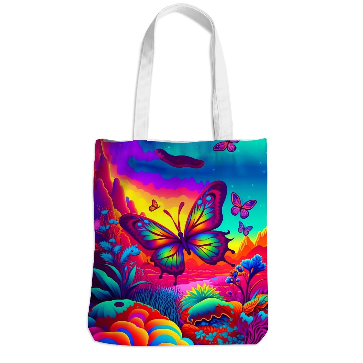 Bee Dragonfly Sunflower Canvas Tote Bag Reusable Grocery Beach Shopping Bag