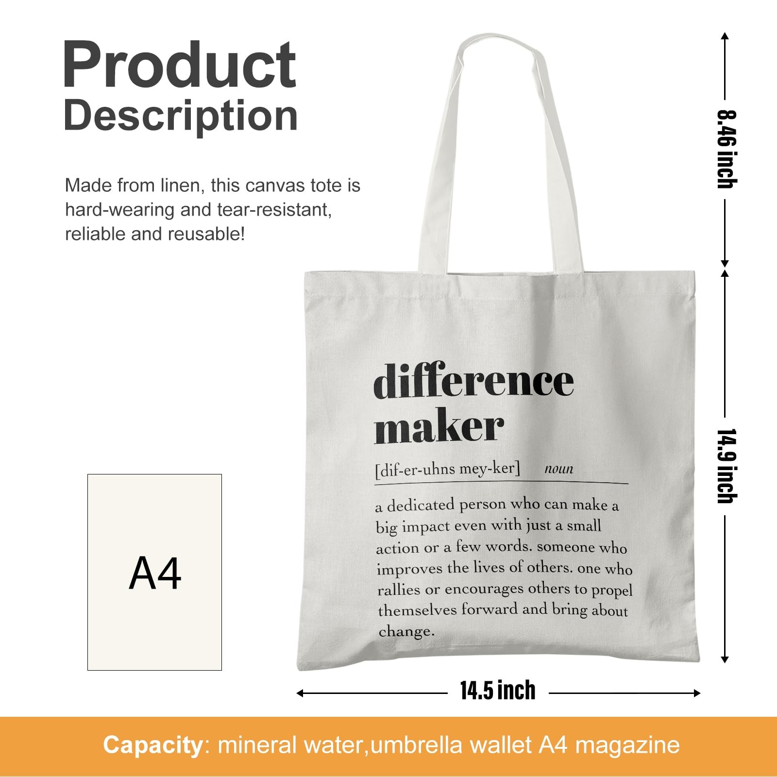 Difference Maker Bag – Difference Maker Canvas Tote Bag, Inspirational Gifts …