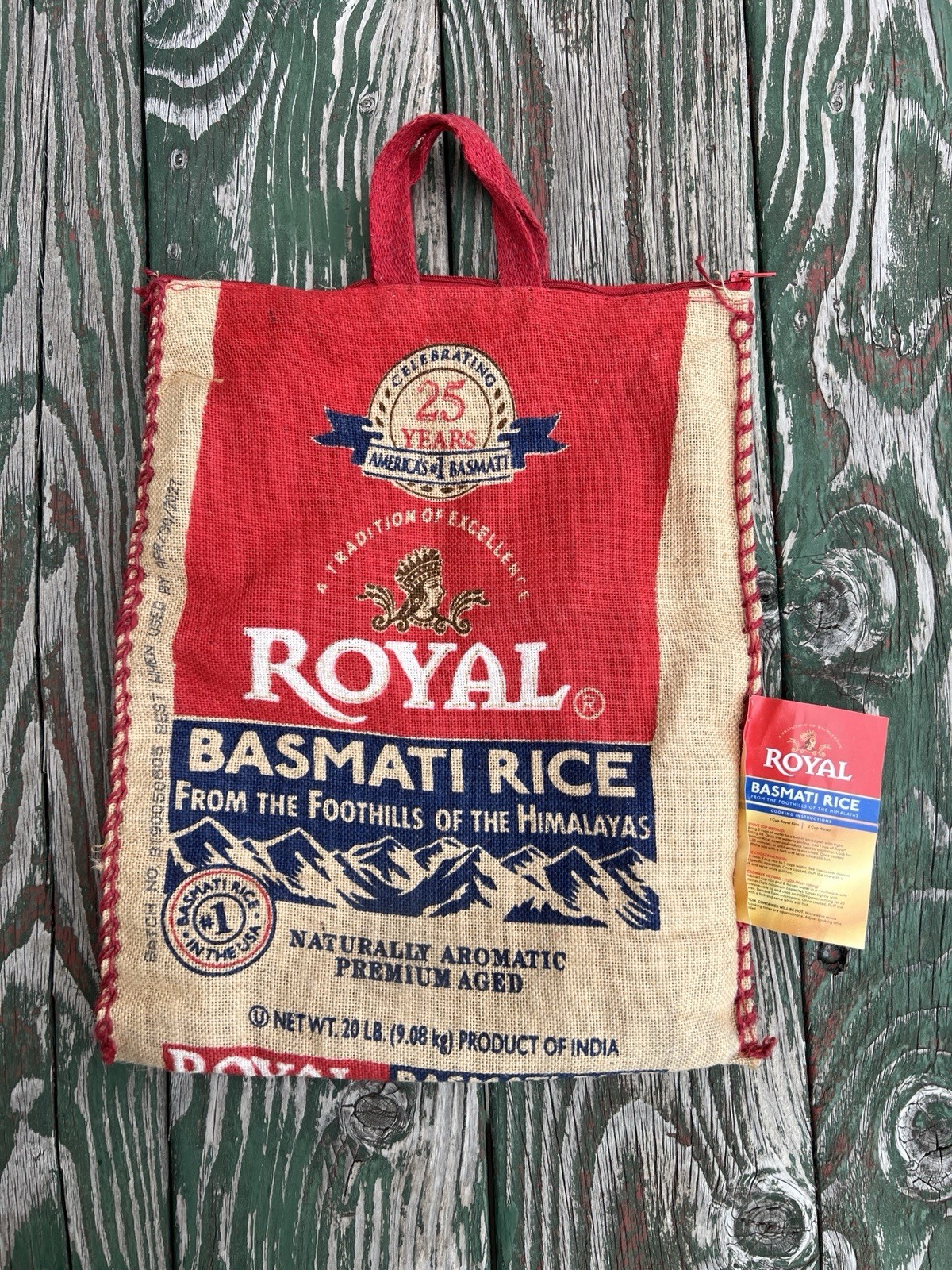 ROYAL Basmati Rice 25th Anniversary Reusable Burlap Shopping Bag Only (No Rice)