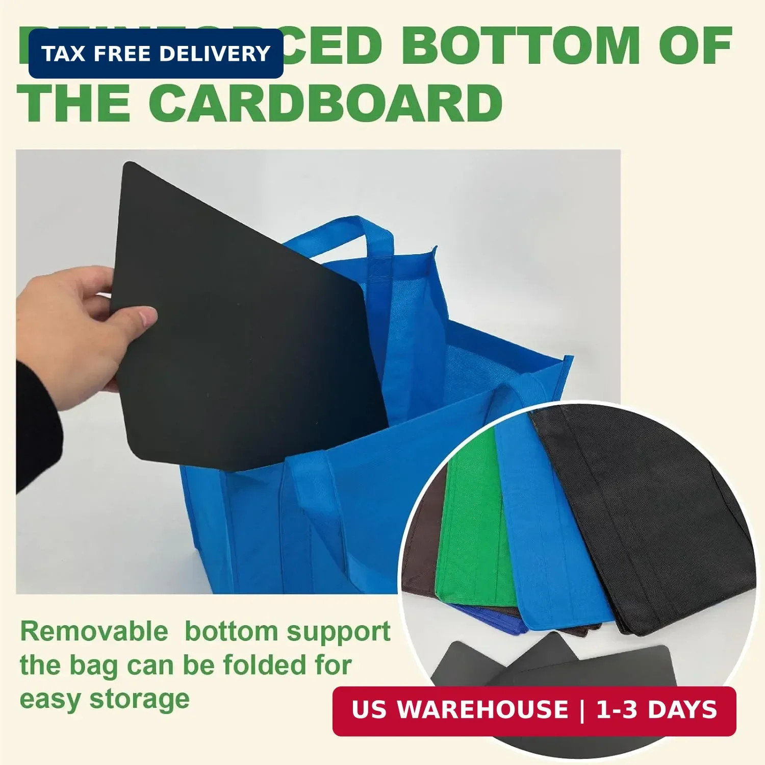 10 Pack Reusable Shopping Bags – 14.9×12.6×9.4 Inth Bulk Tote Bag for Grocery wi