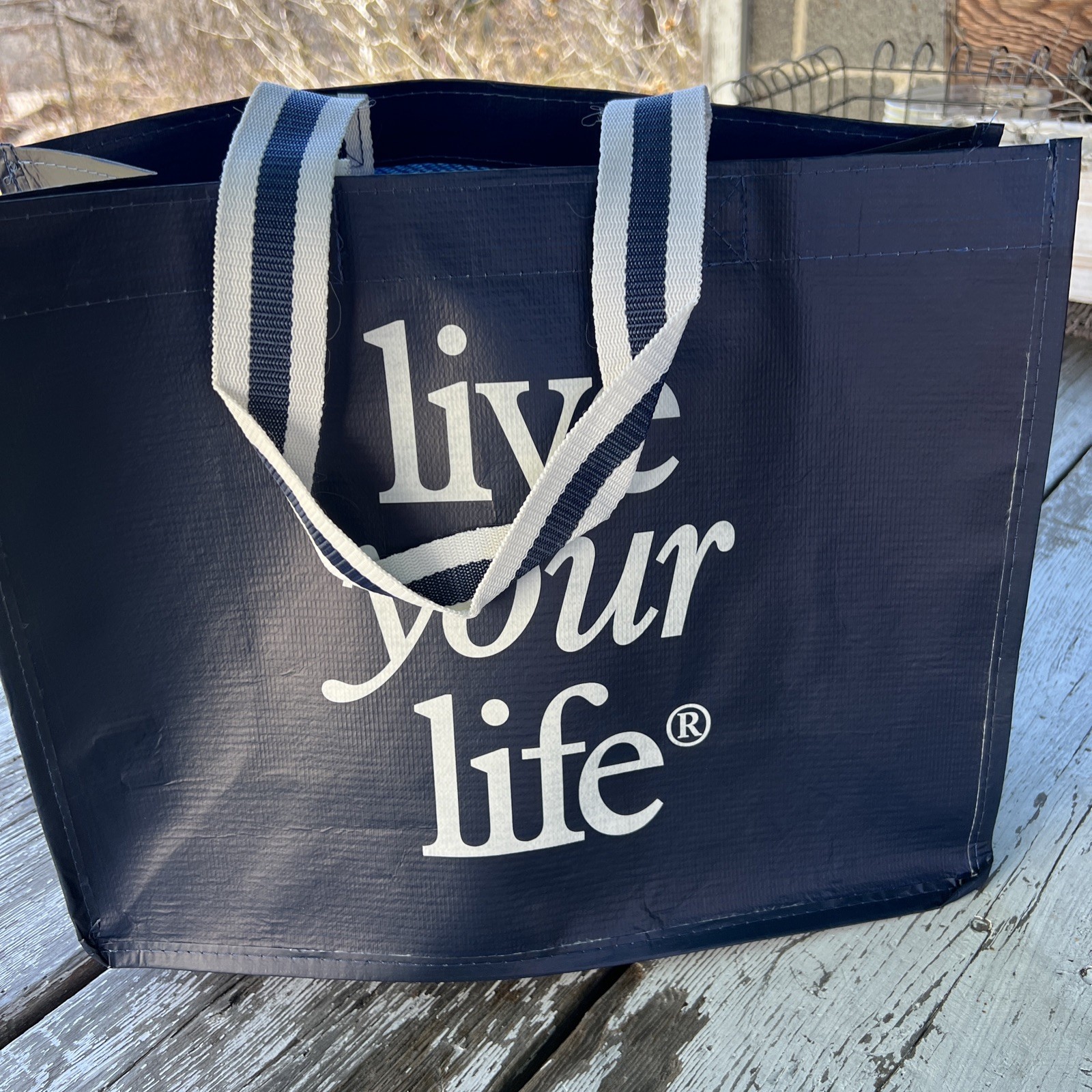 American Eagle Reusable Shopping Bag Dark Blue ‘Live Your Life’ MEDIUM SZ