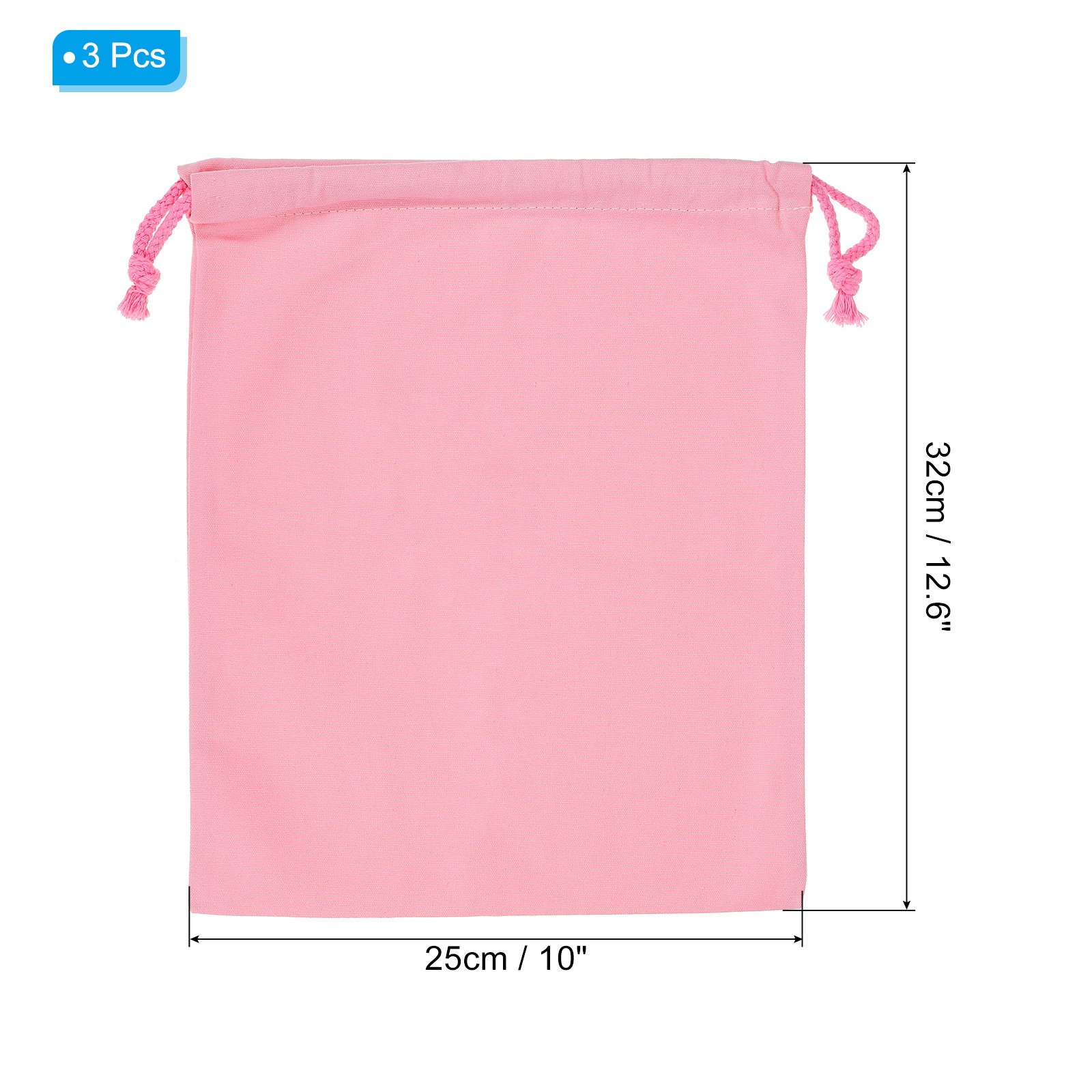 3pcs Reusable Drawstring Bags, 10×12.6″ Multipurpose Bags, Pink