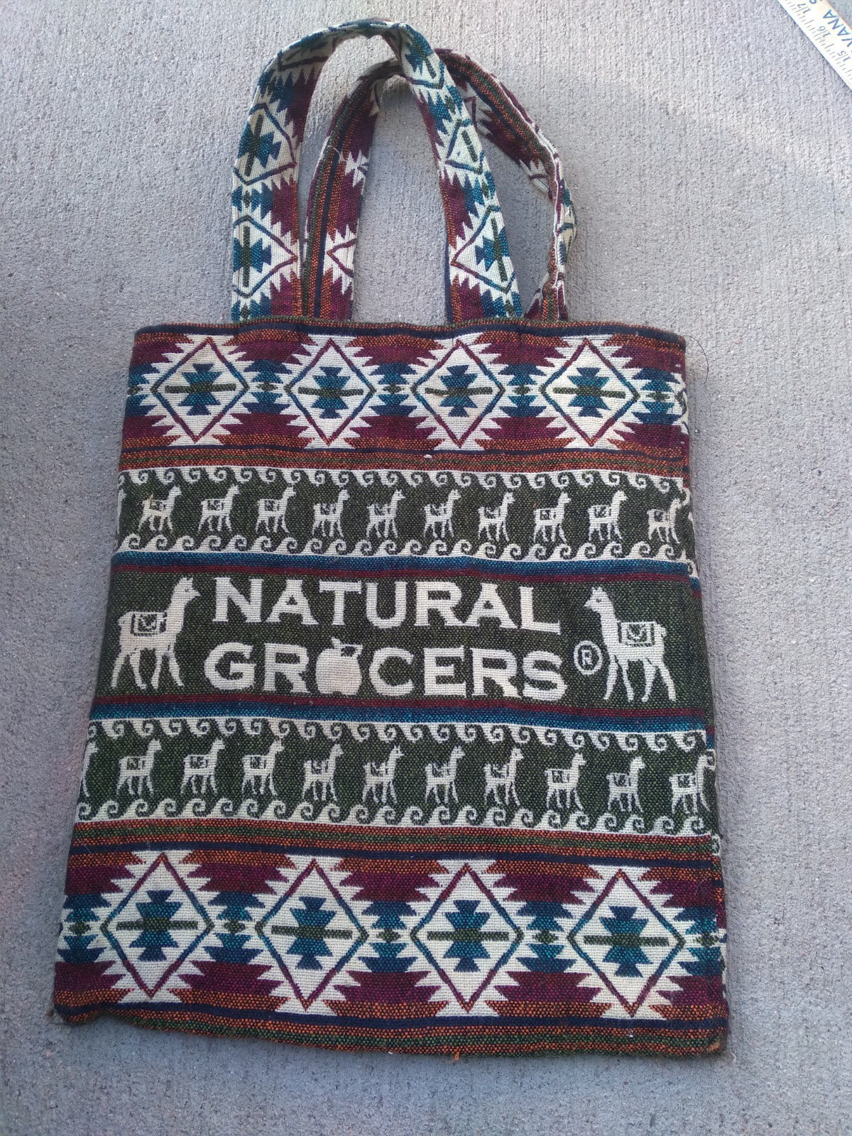 Natural Grocers Shopping Bag Tote Cloth Southwestern Theme Re-useable