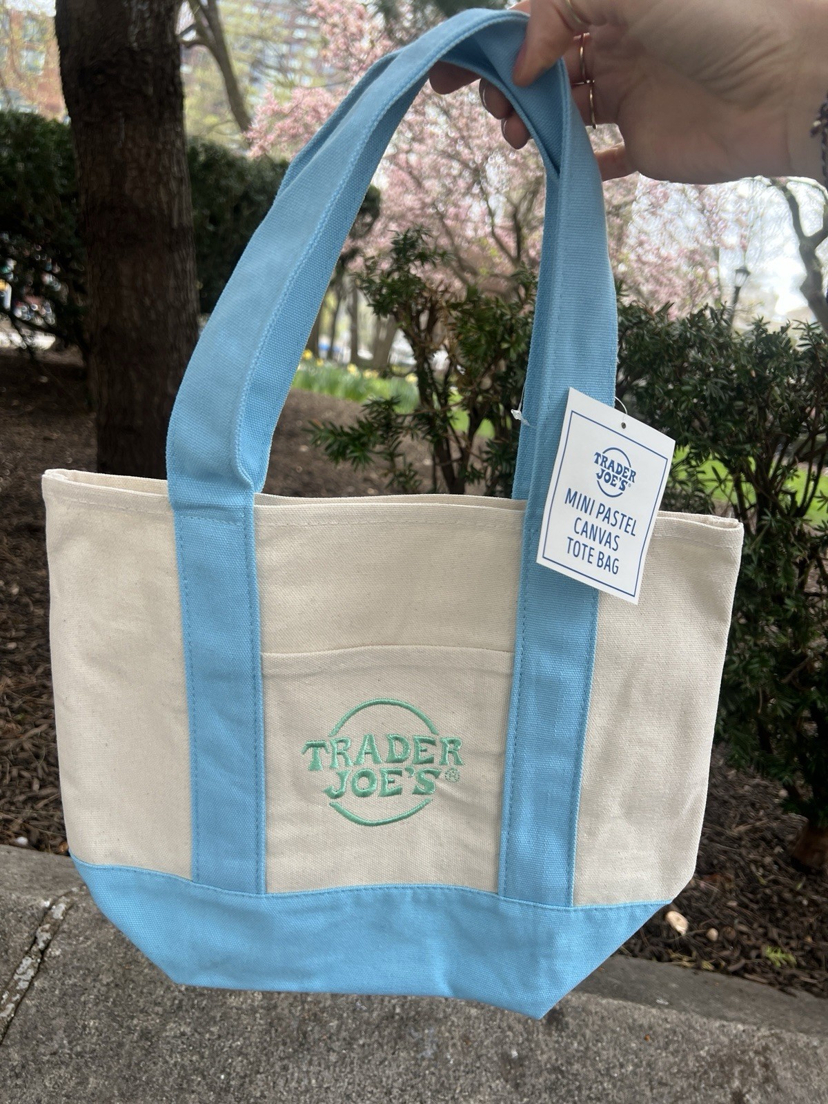 Trader Joe’s *Limited Edition* Mini Canvas Tote Bag Pastel Blue