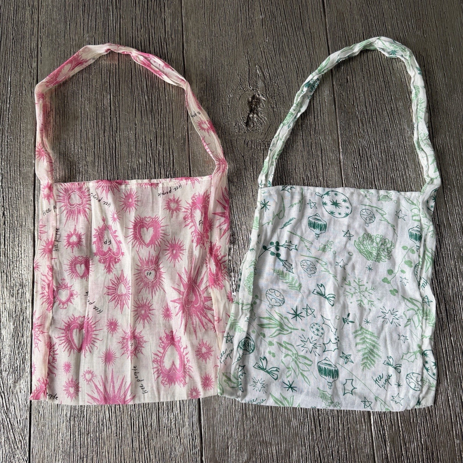 Free People Lightweight Reusable Bundle Of Two Medium Bags 15×14”