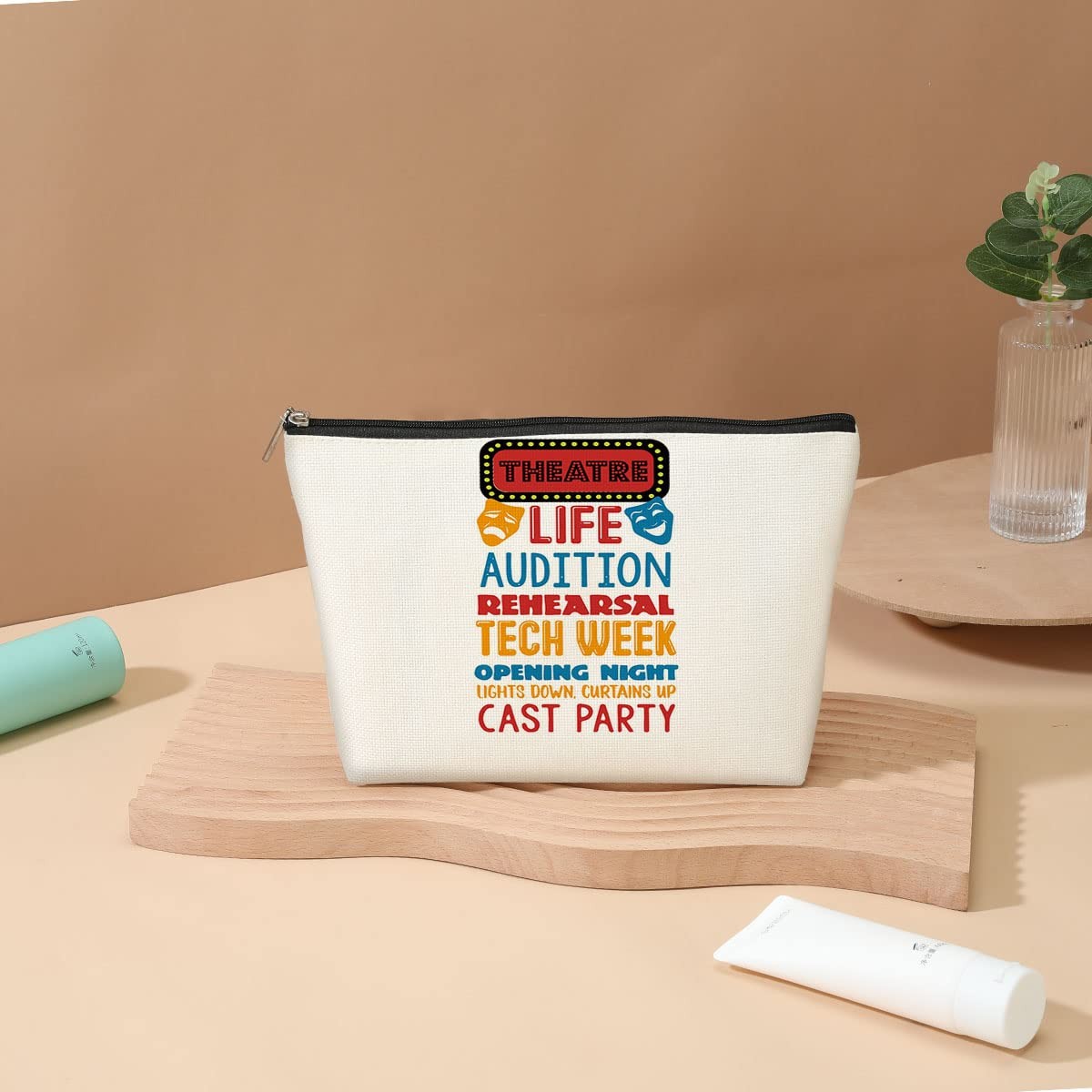 Theatre Life Cosmetic Bag Makeup Pouch Theater 9.7 x 7 x 2 inch, White198