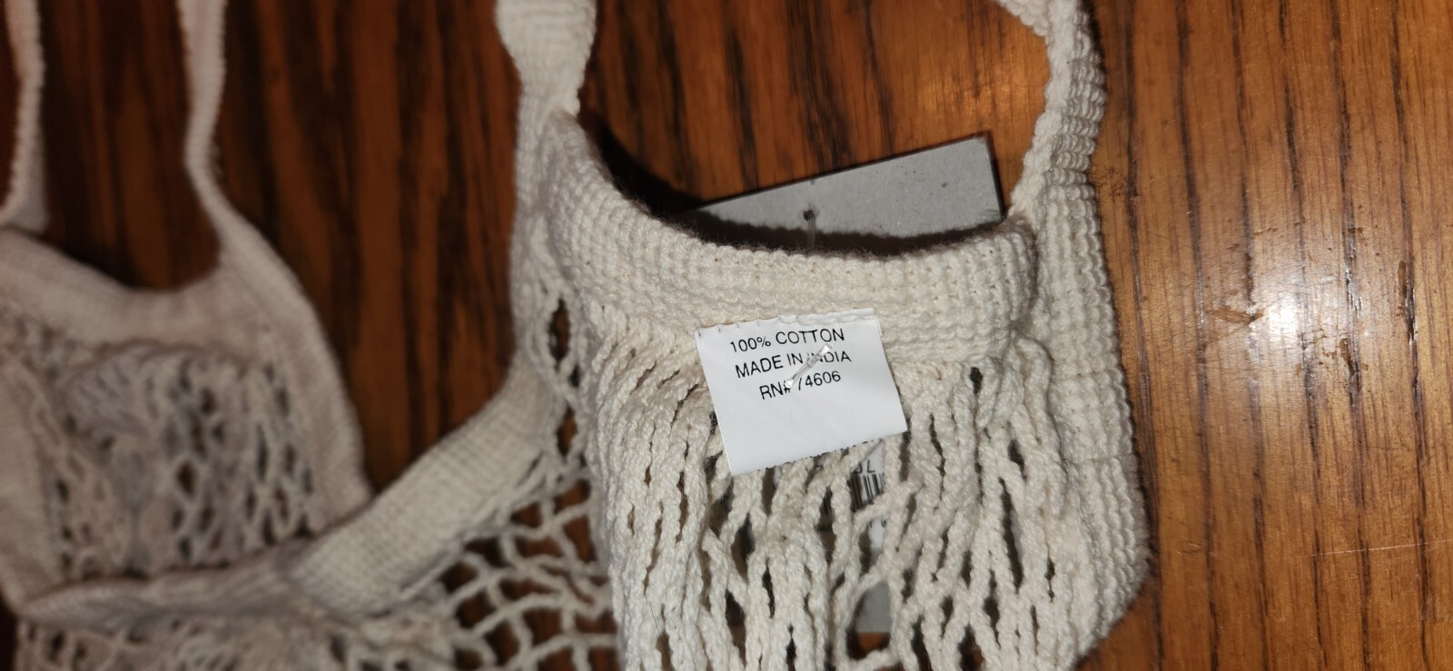 NWT Euro Tote 100% Cotton String Mesh Sports Beach Shopping Tan