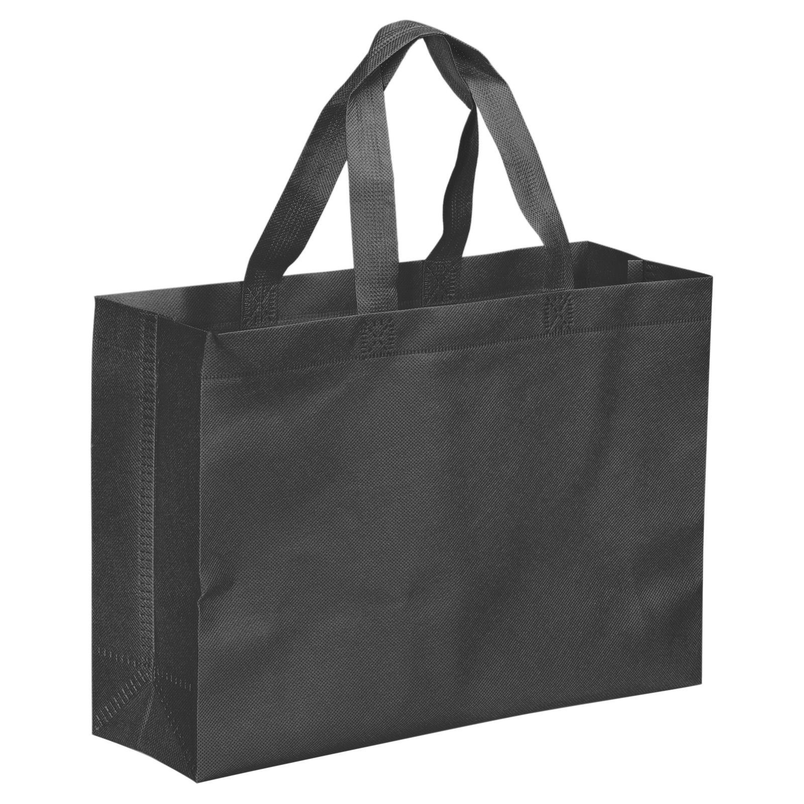 25x35cm Reusable Gift Bag, 10Pcs Horizontal Style Non-Woven, Black