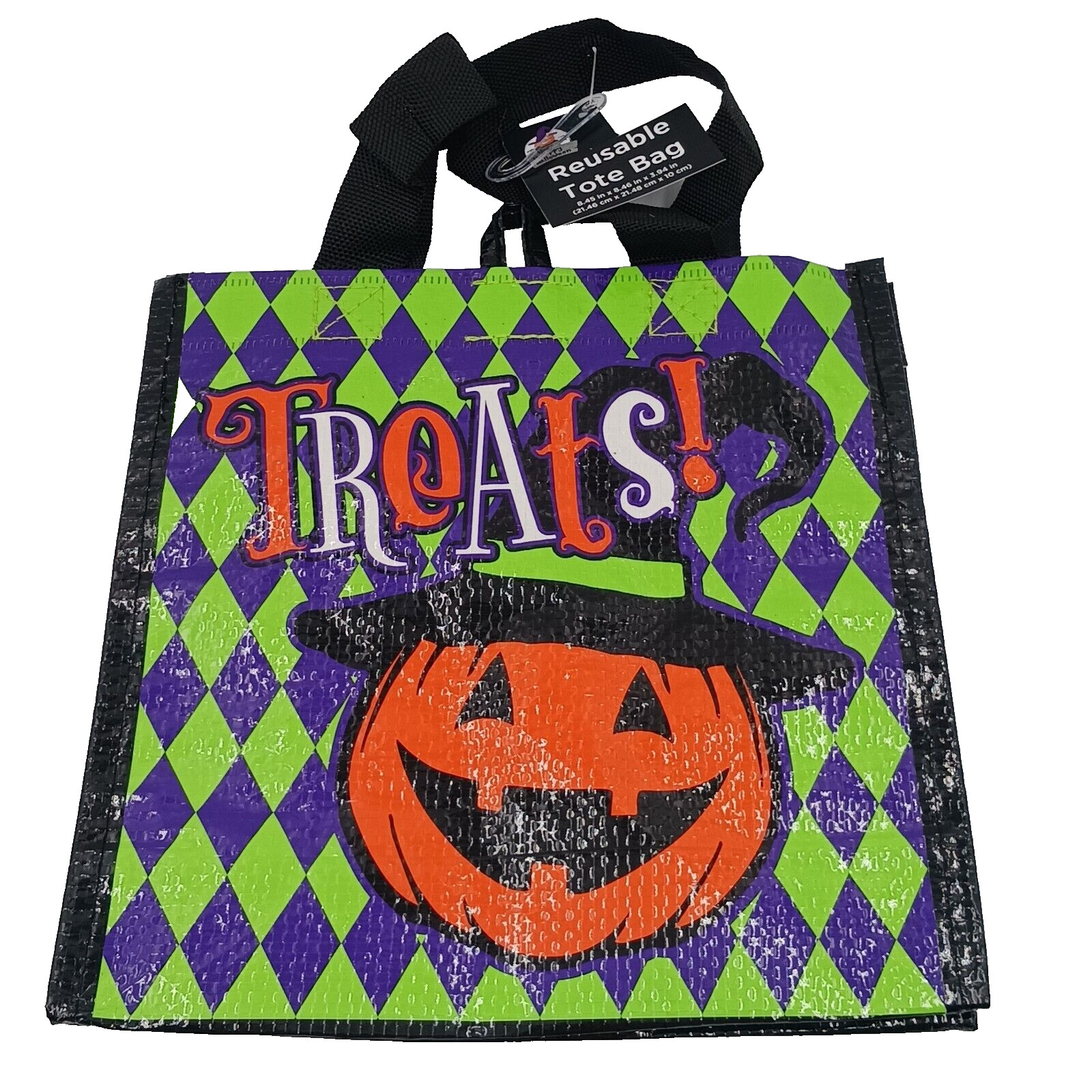 Happy Halloween Reusable Tote Bag Jack O Lantern Treats Candy Gift 8.5×8.5×3.5